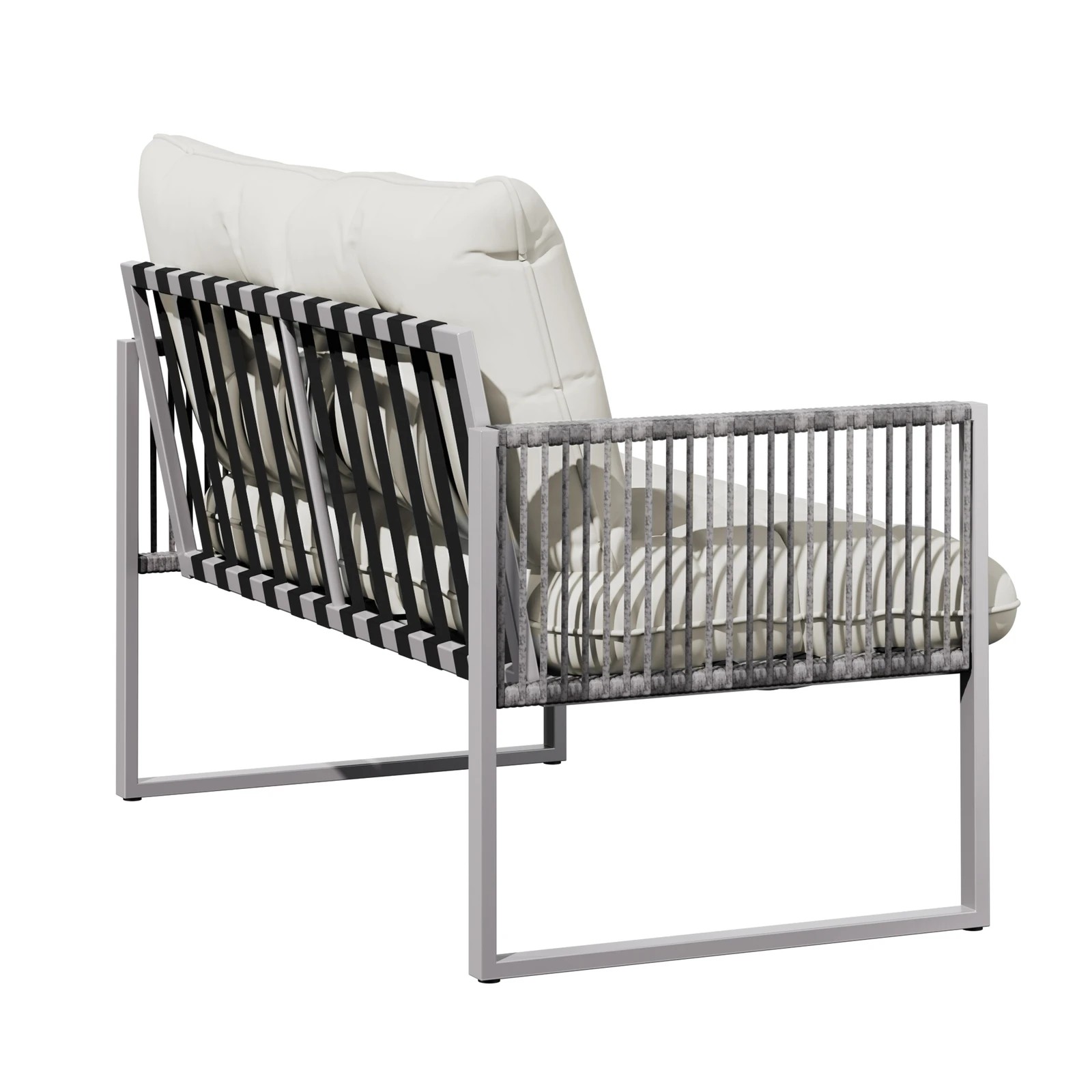 4 Alfordson 2PCS Outdoor Lounge Sofa Set Wicker Furniture Table and Chairs Garden - Beige, 4 of 8