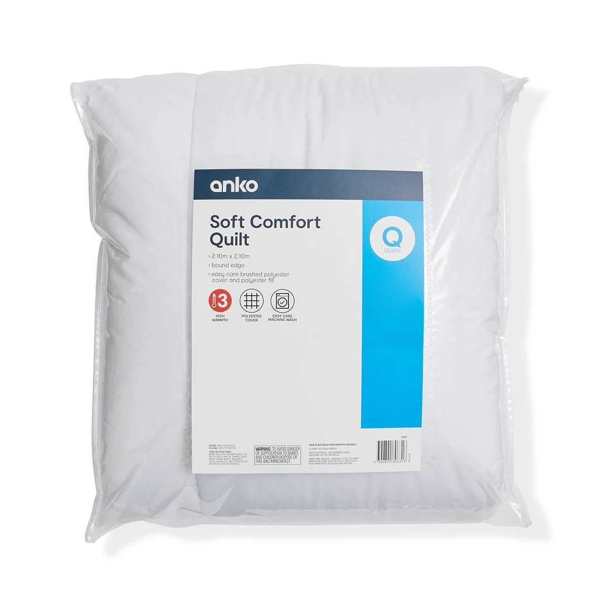 1 High Warmth Soft Comfort Quilt - Queen Bed, White, 1 of 6