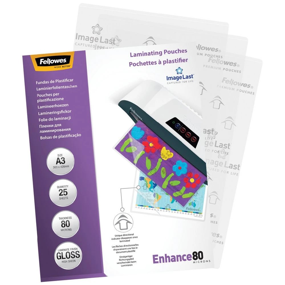 2 Fellowes Laminating Pouches A3 80 Micron Matte 100 Pack, 2 of 3