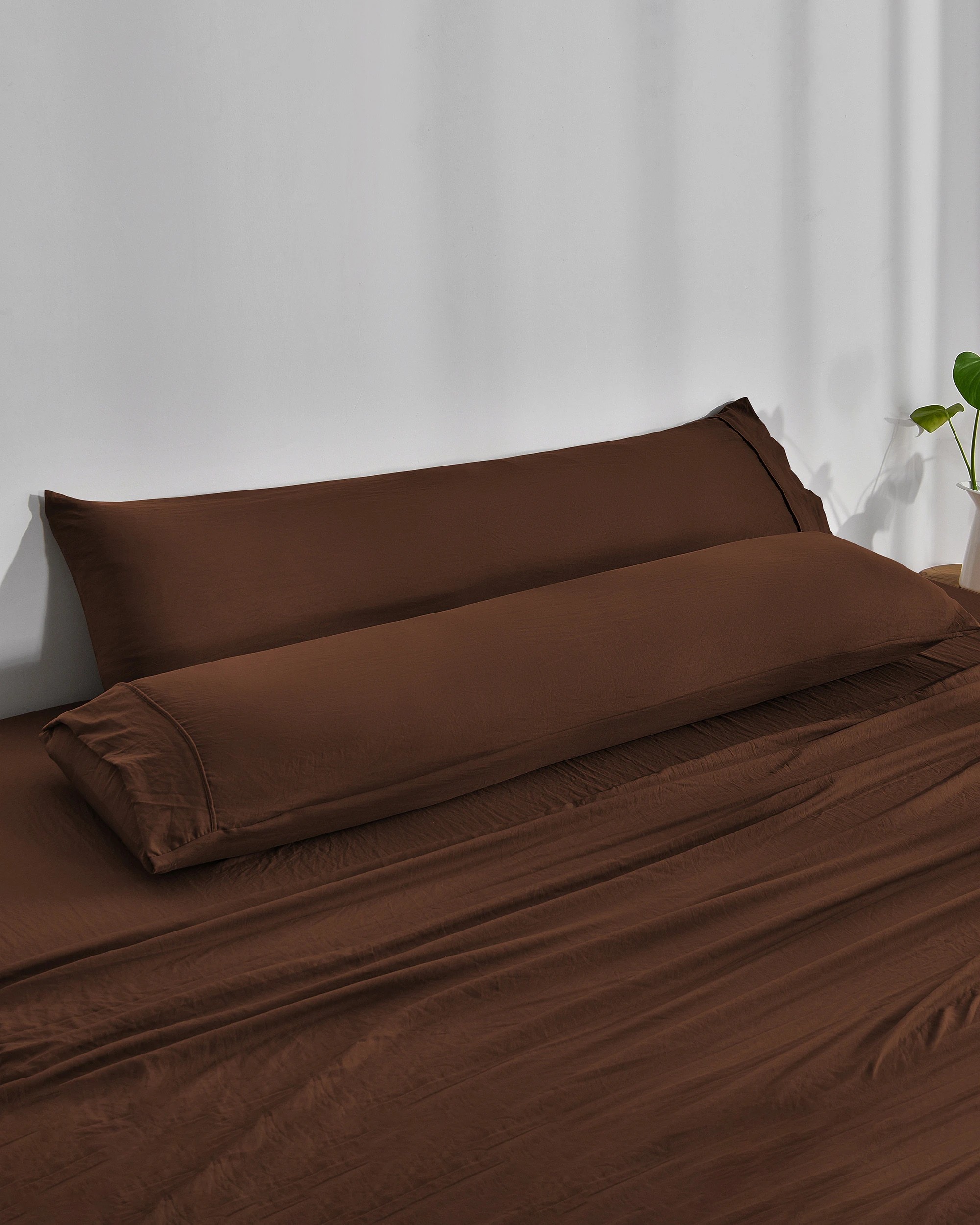 1 Dreamaker Superfine Washed Microfibre Body Pillowcase Twin Pack - Chocolate, 1 of 5