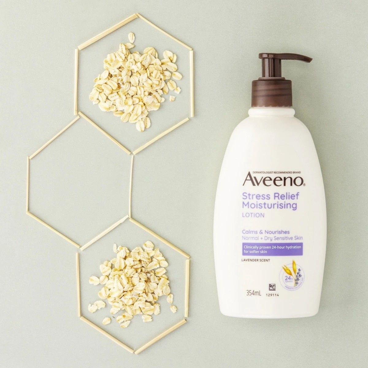 3 Aveeno Stress Relief Moisturising Body Lotion 354ml - Lavender Scent, 3 of 4
