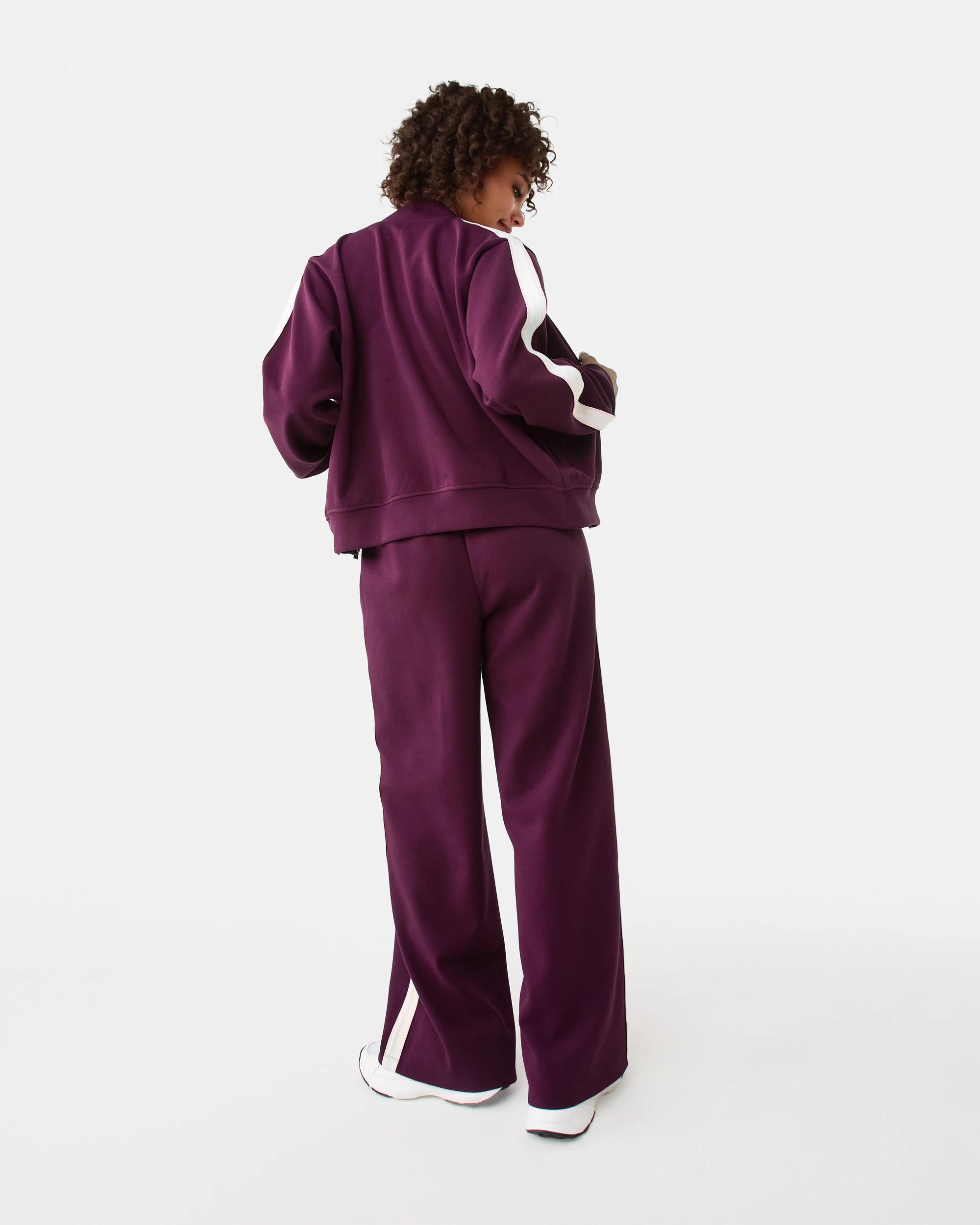 4 Active Womens Retro Wide Leg Trackpants Royal Burg, 4 of 8