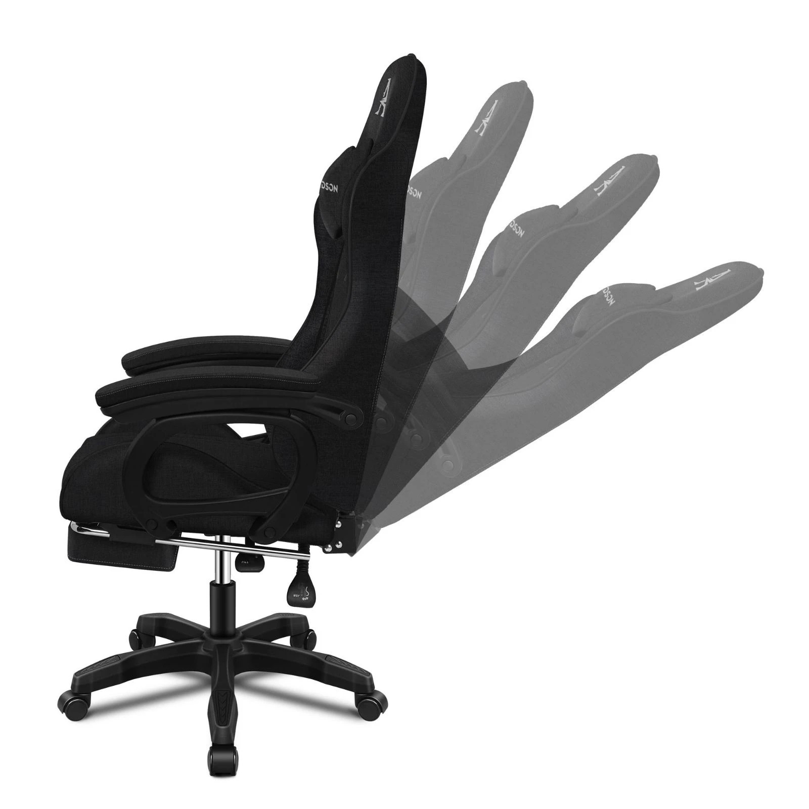 5 Alfordson Gaming Chair Office Massage Computer Racing Fabric Seat Footrest - Black, 5 of 10
