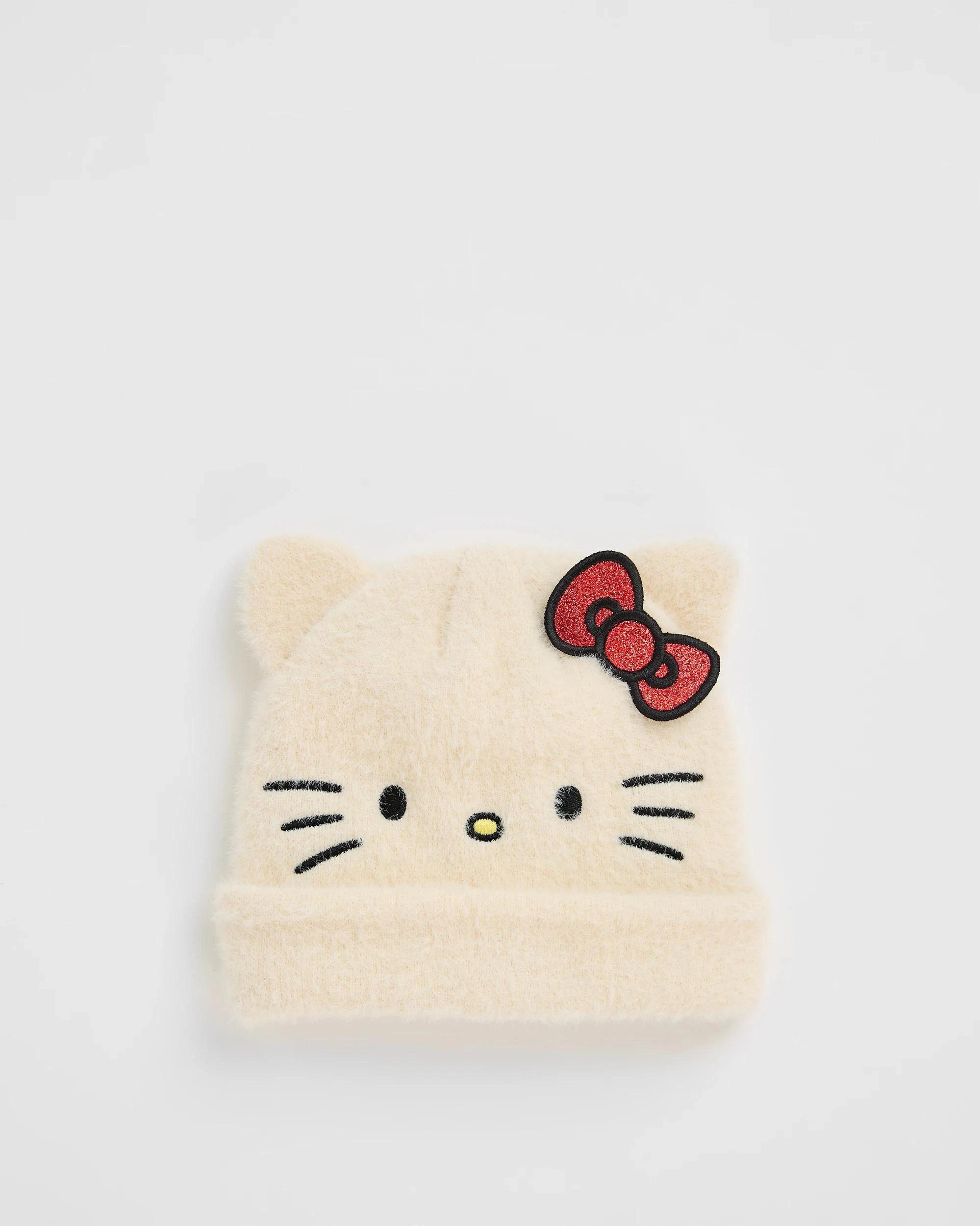 1 Hello Kitty Fluffy Beanie WHITE, 1 of 3