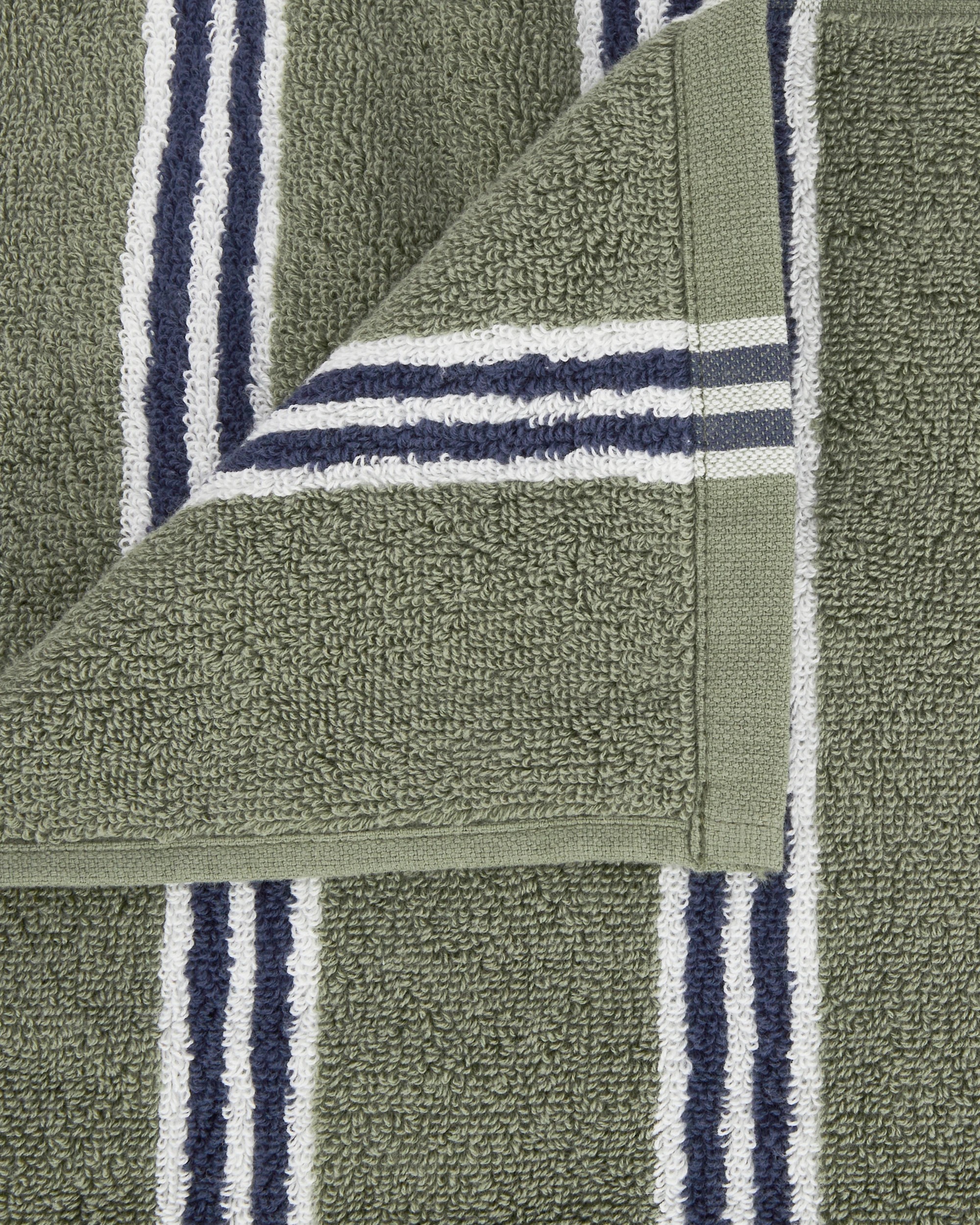 2 Stripe Cotton Bath Towel - Green, 2 of 5