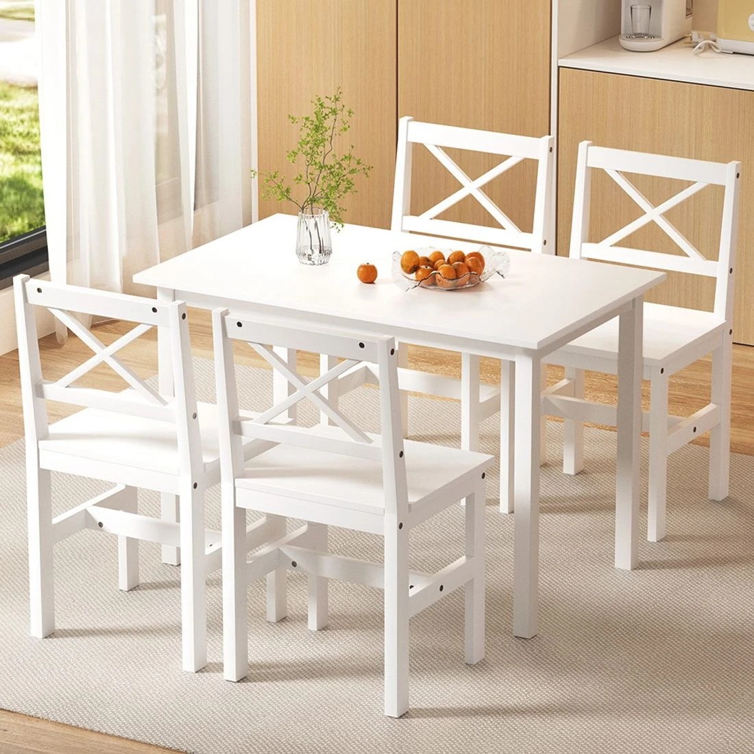 3 Artiss Dining Chairs and Table Dining Set 4 Seater - White, 3 of 5