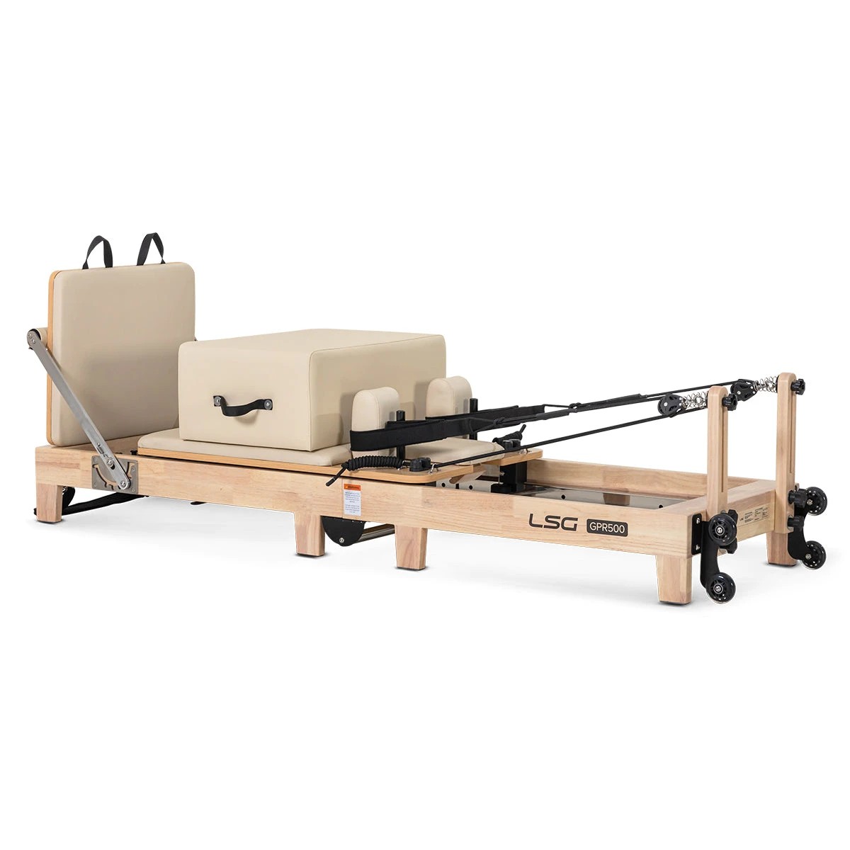 1 LSG GPR500 Folding Wooden Pilates Reformer Machine in Beige, 1 of 10