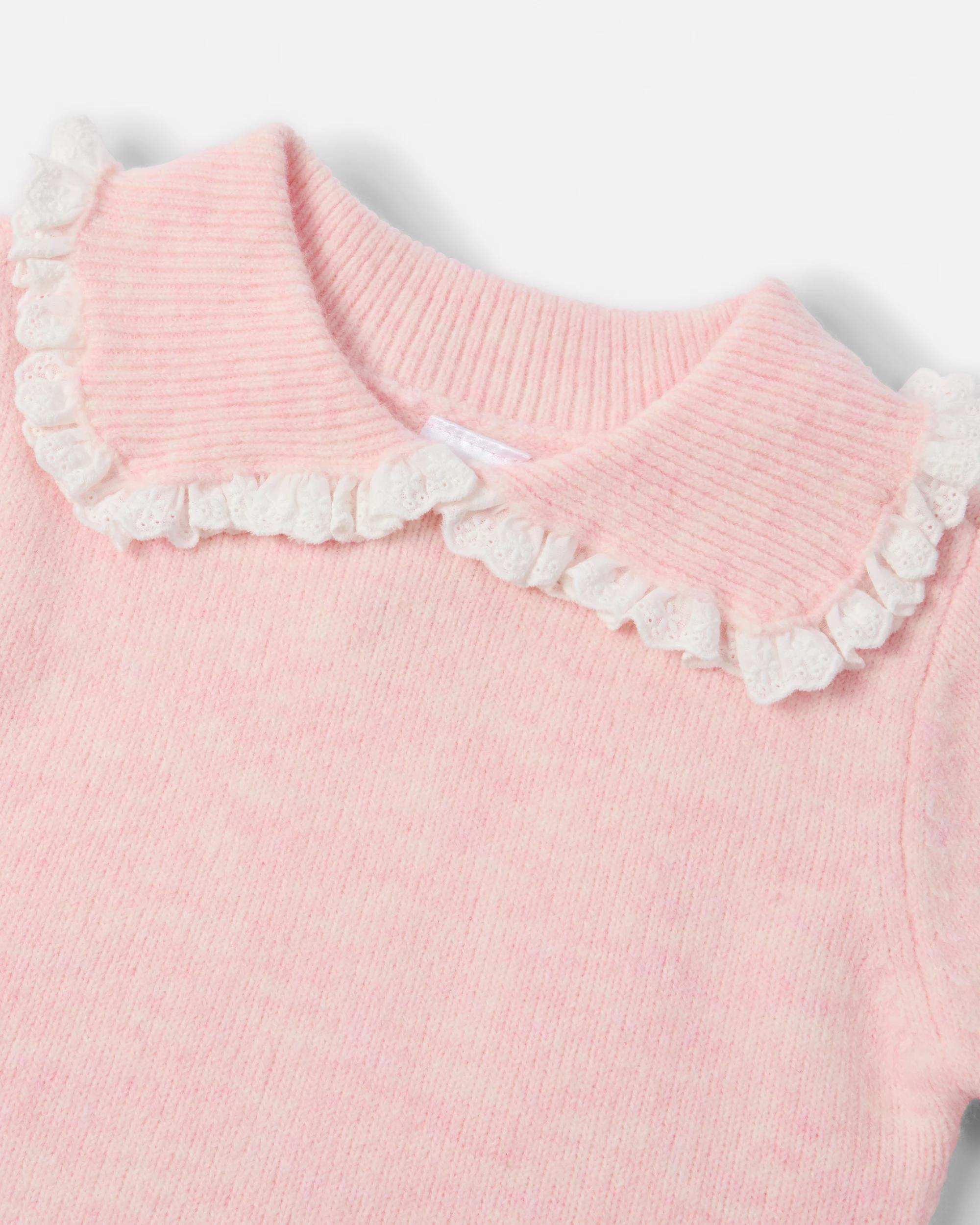 3 Collared Knit Top Pink Marle, 3 of 3