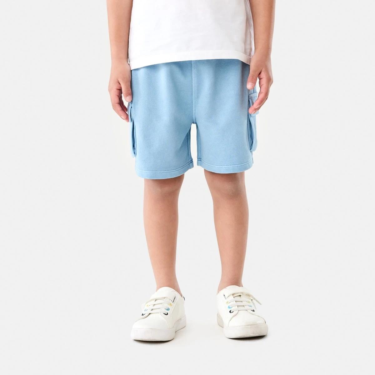 1 Washed Cargo Knit Shorts FADED DENIM, 1 of 6