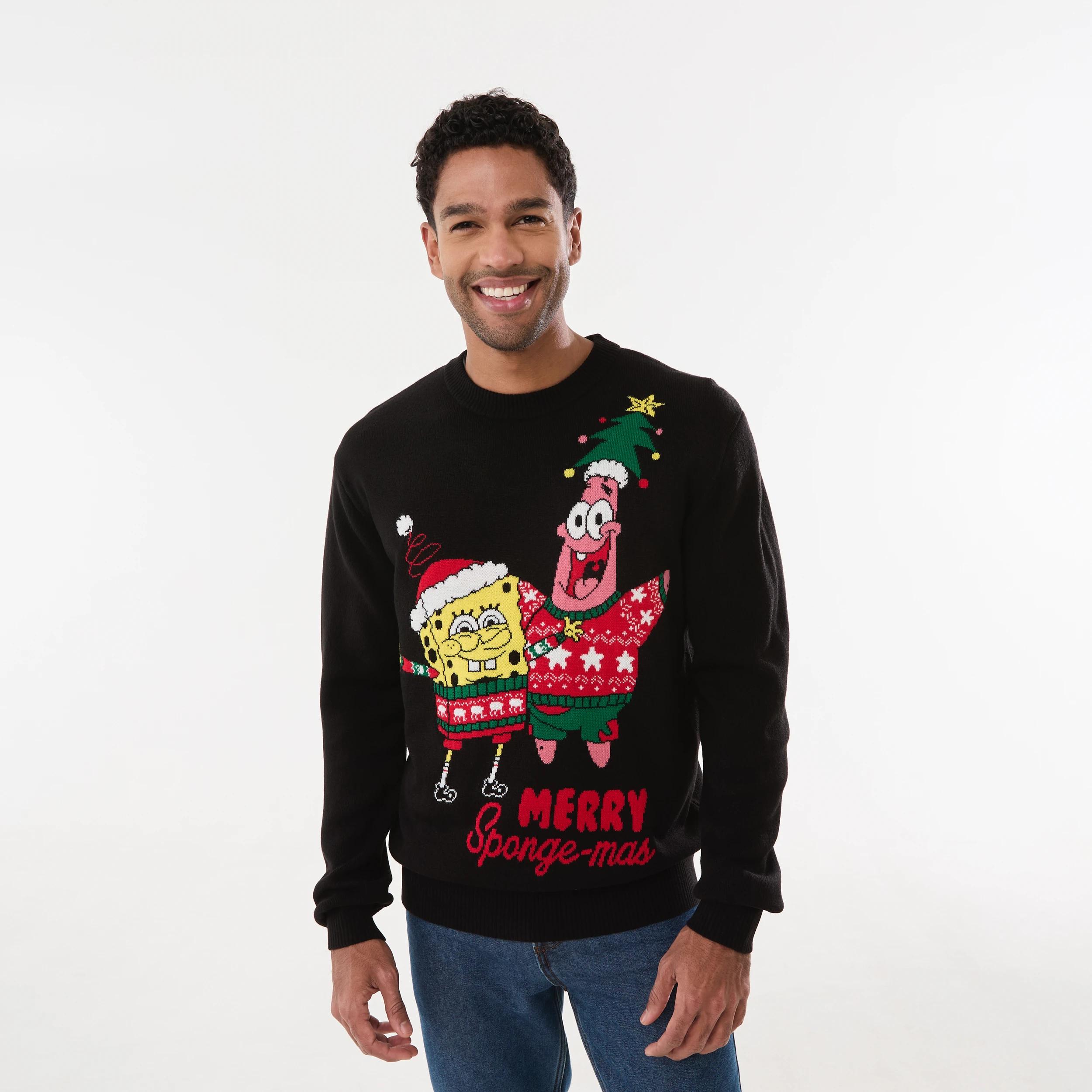 1 Christmas SpongeBob License Sweater BLACK, 1 of 5