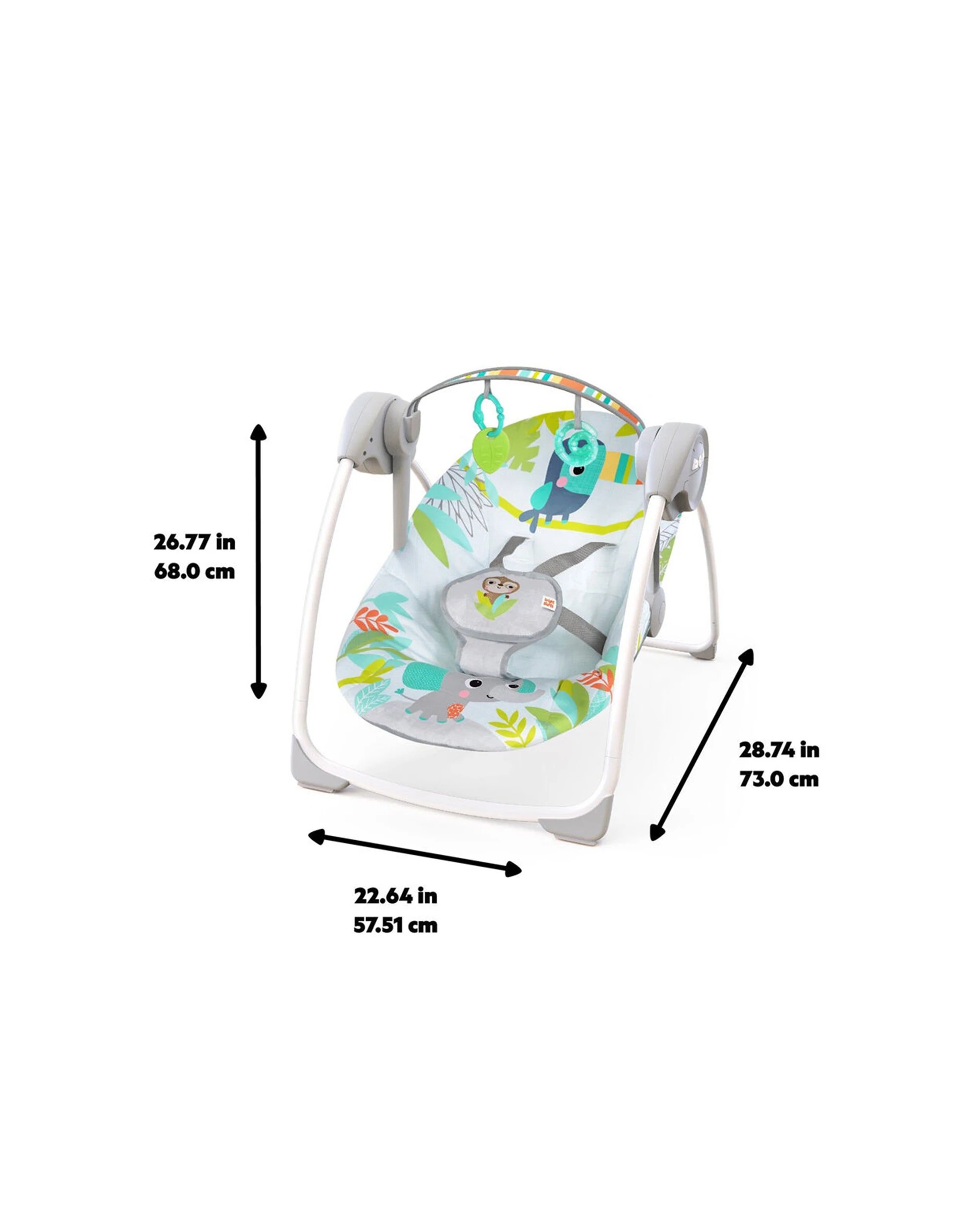 2 Bright Starts Rainforest Vibes Portable Baby Swing 6 Speeds 10 Sounds 0 Months - Multi, 2 of 6