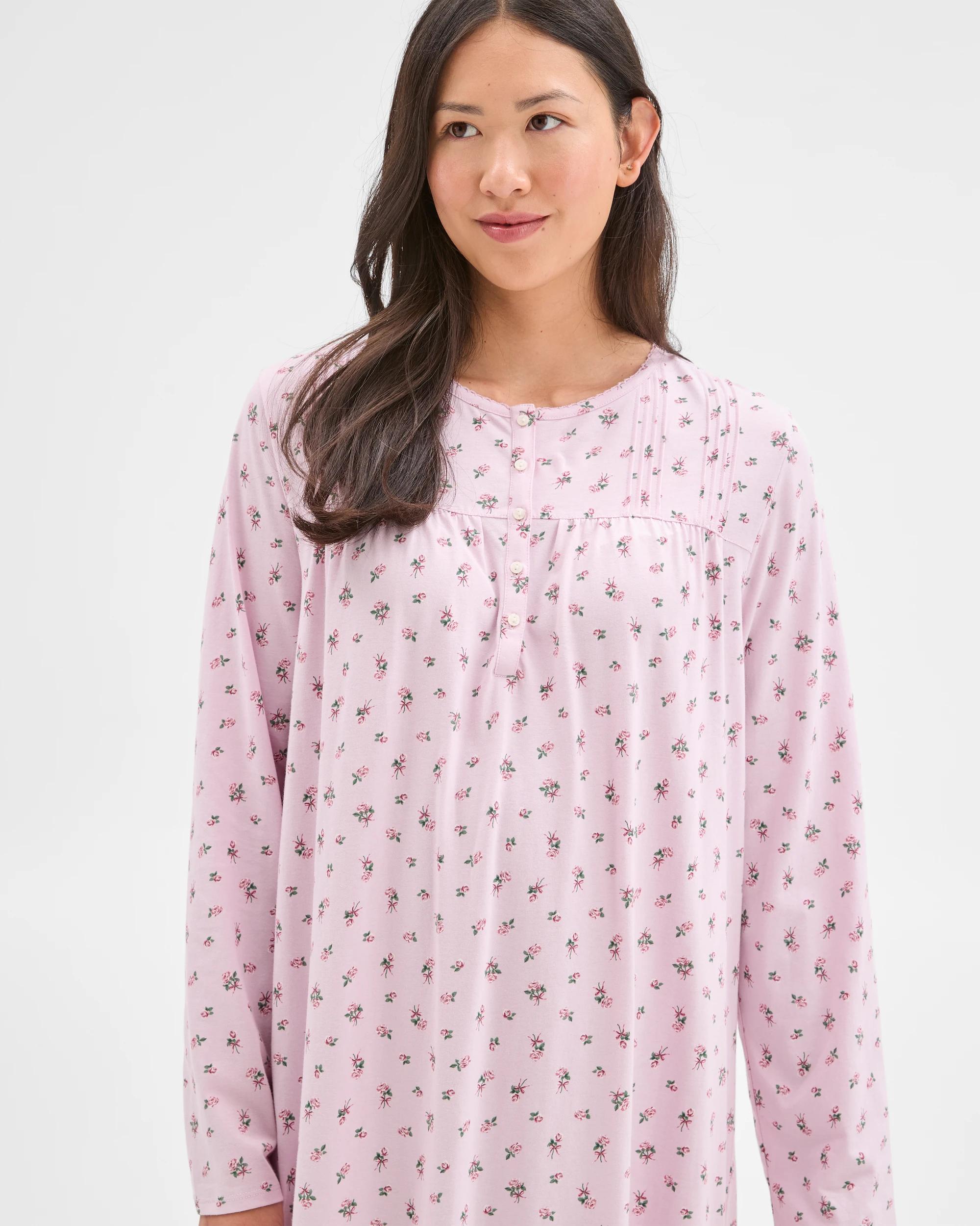 6 Target Woman Australian Cotton Long Sleeve Traditional Pintuck Nightie PINK BOW, 6 of 7