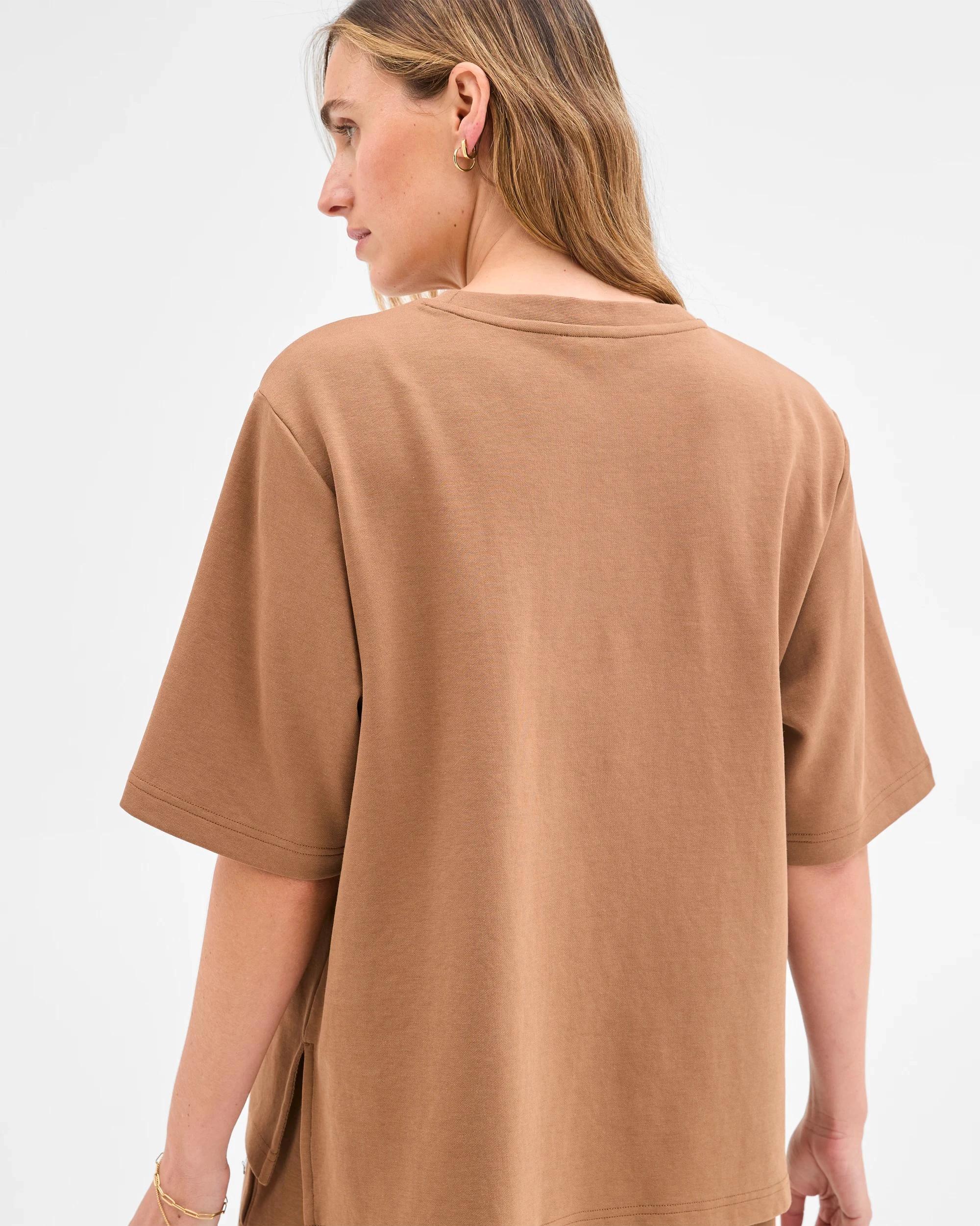 5 Target Woman Australian Cotton Blend Oversized Interlock T-Shirt BROWN, 5 of 5