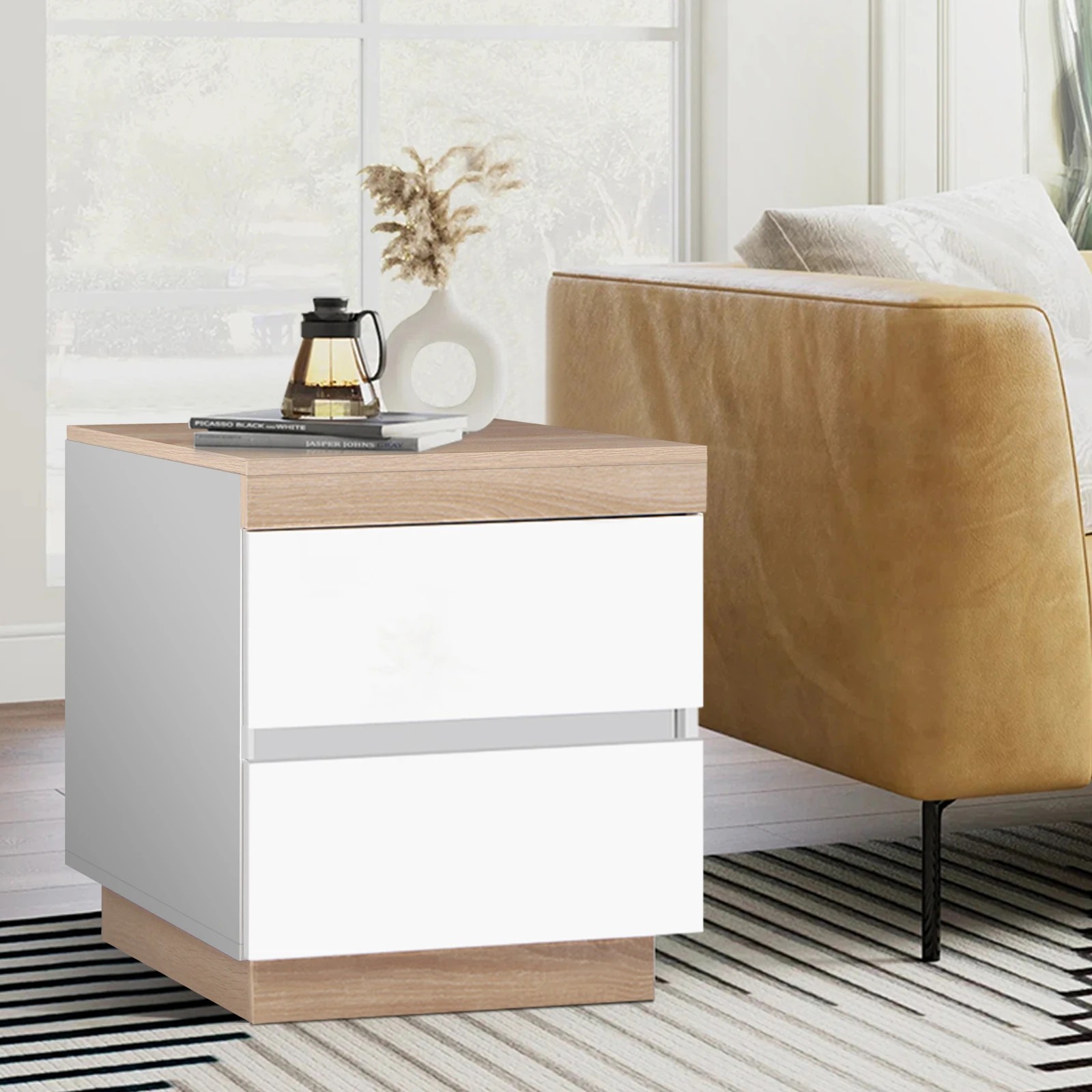 4 Alfordson 2x Bedside Table Nightstand Storage Side End Cabinet Drawers Wood - White, 4 of 9