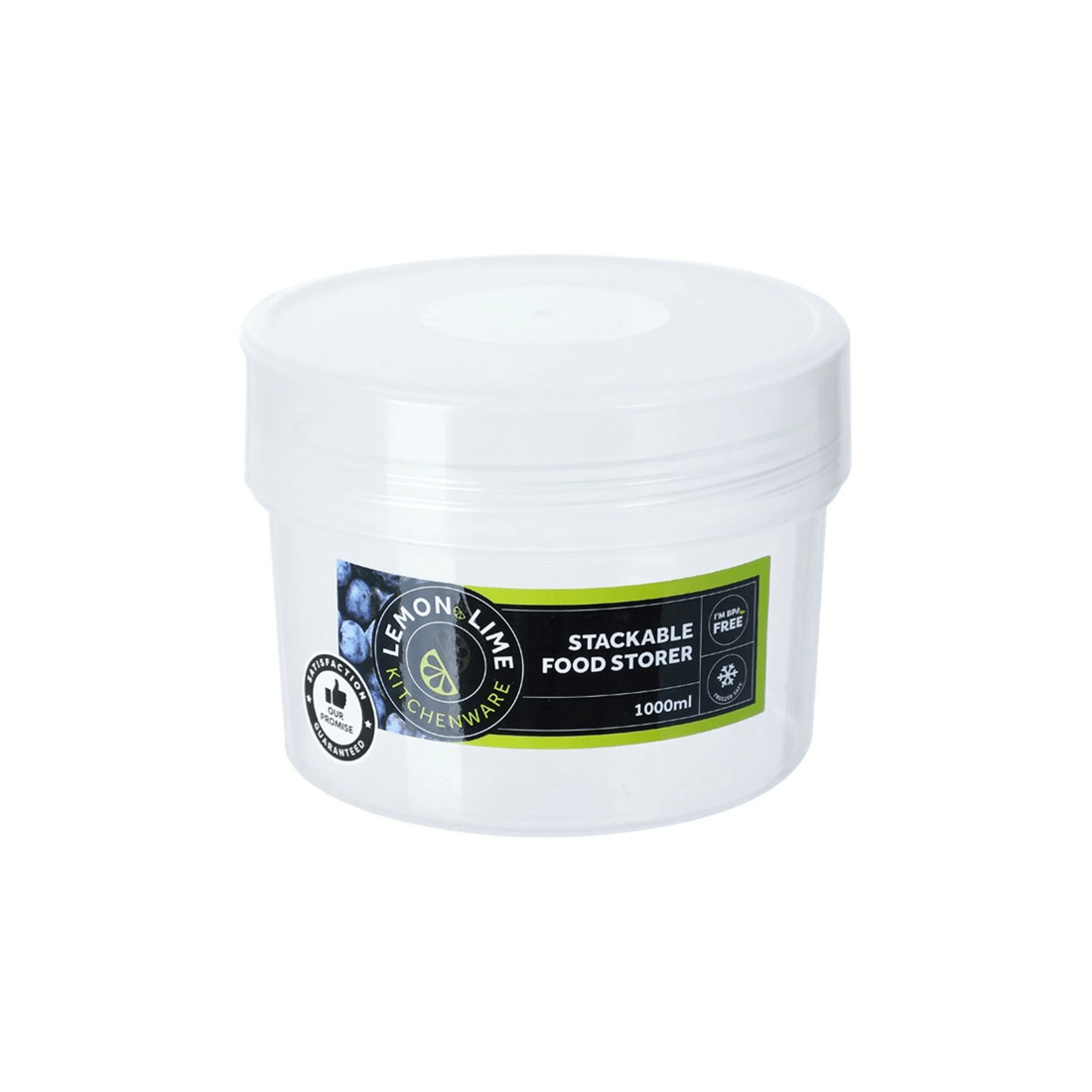 1 Lemon & Lime 1l Keep Fresh Round Plastic Stackable Food Storer Snacks Container
 - Clear, 1 of 3