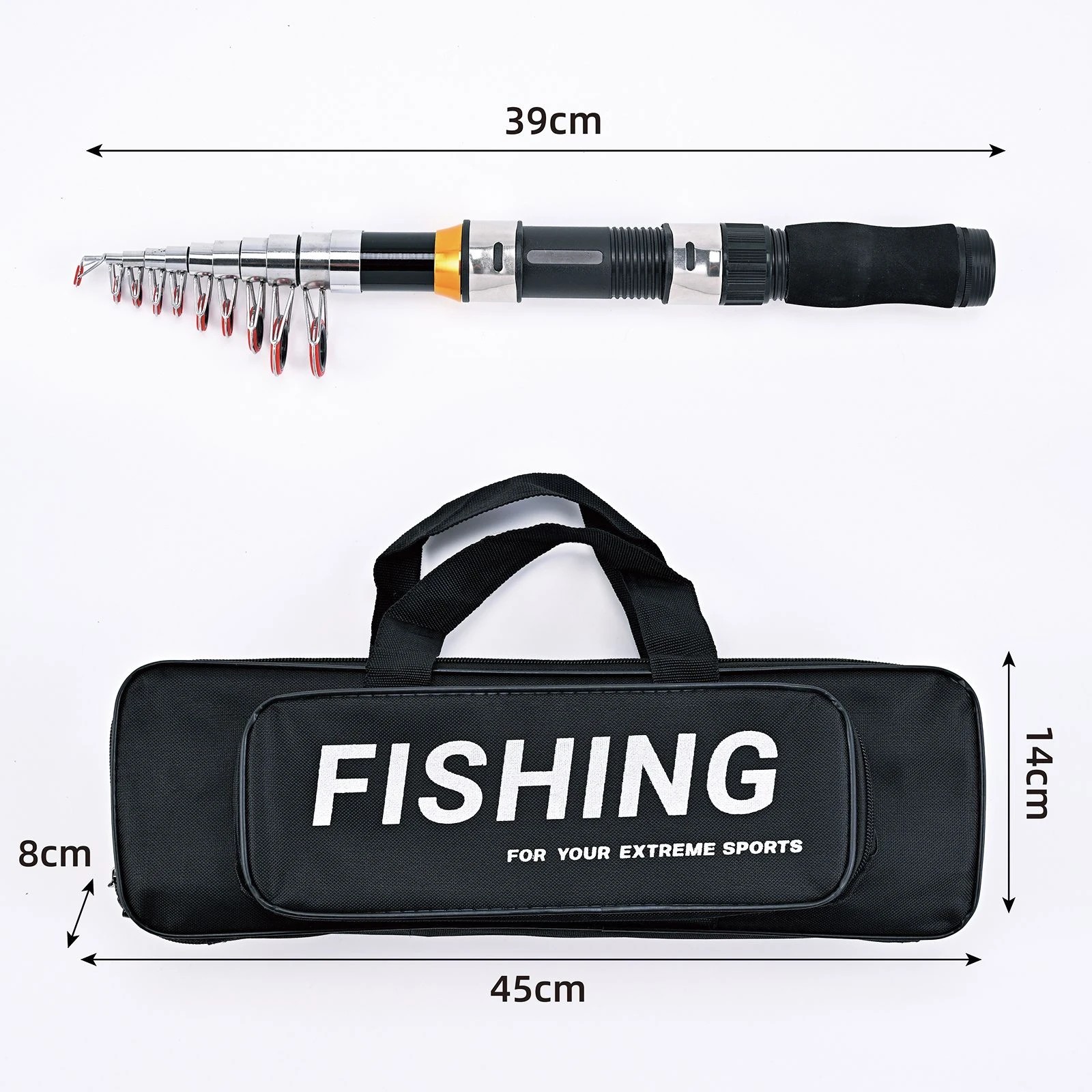 6 Ausway Portable Fishing Rod & Reel Combo Set 2 x 2.3m Telescopic Rods, Spinning Reels, Tackle Box & Bag, 6 of 6
