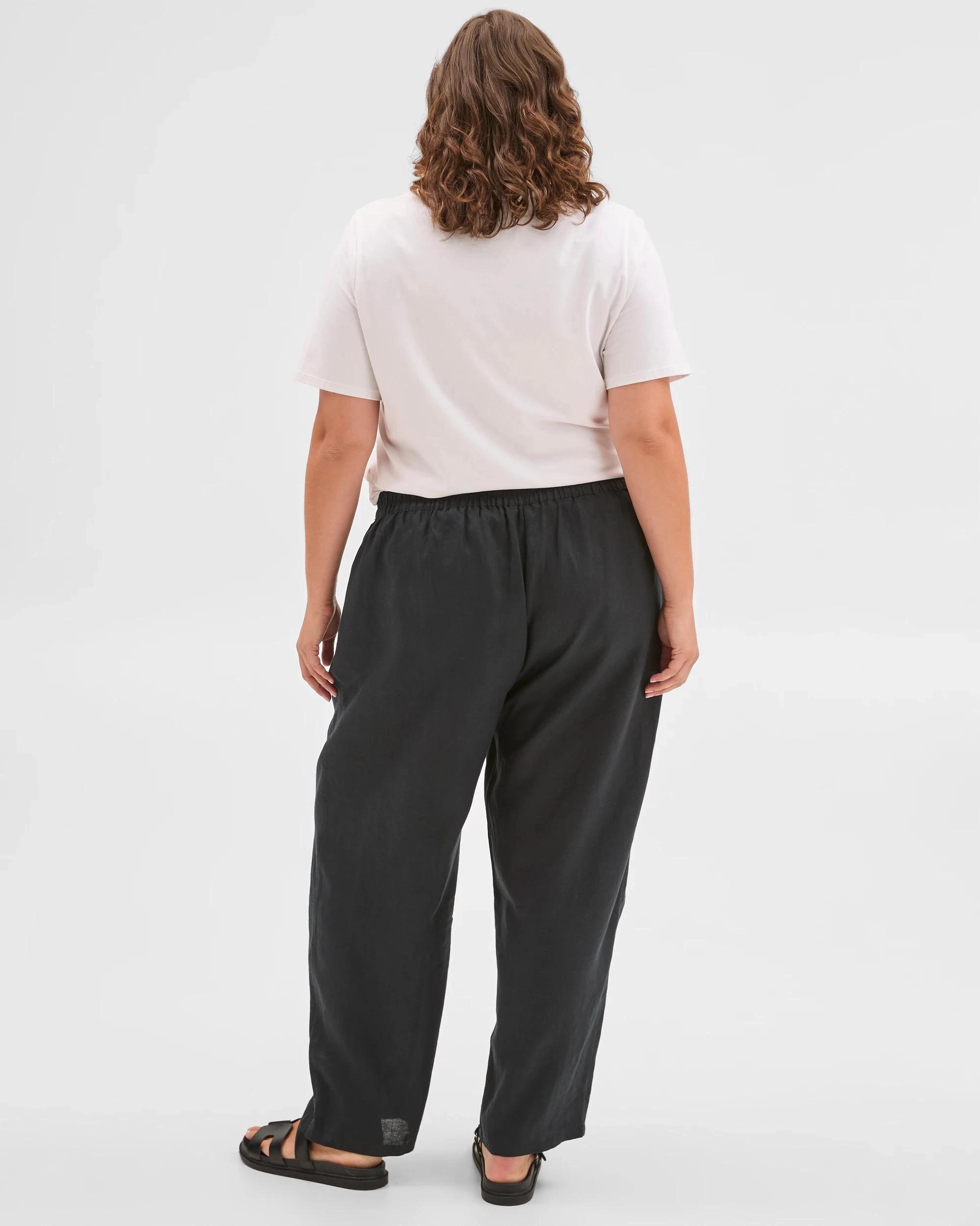 6 Target Curve Plus Size European Linen Barrel Leg Pants FNA BLACK, 6 of 6