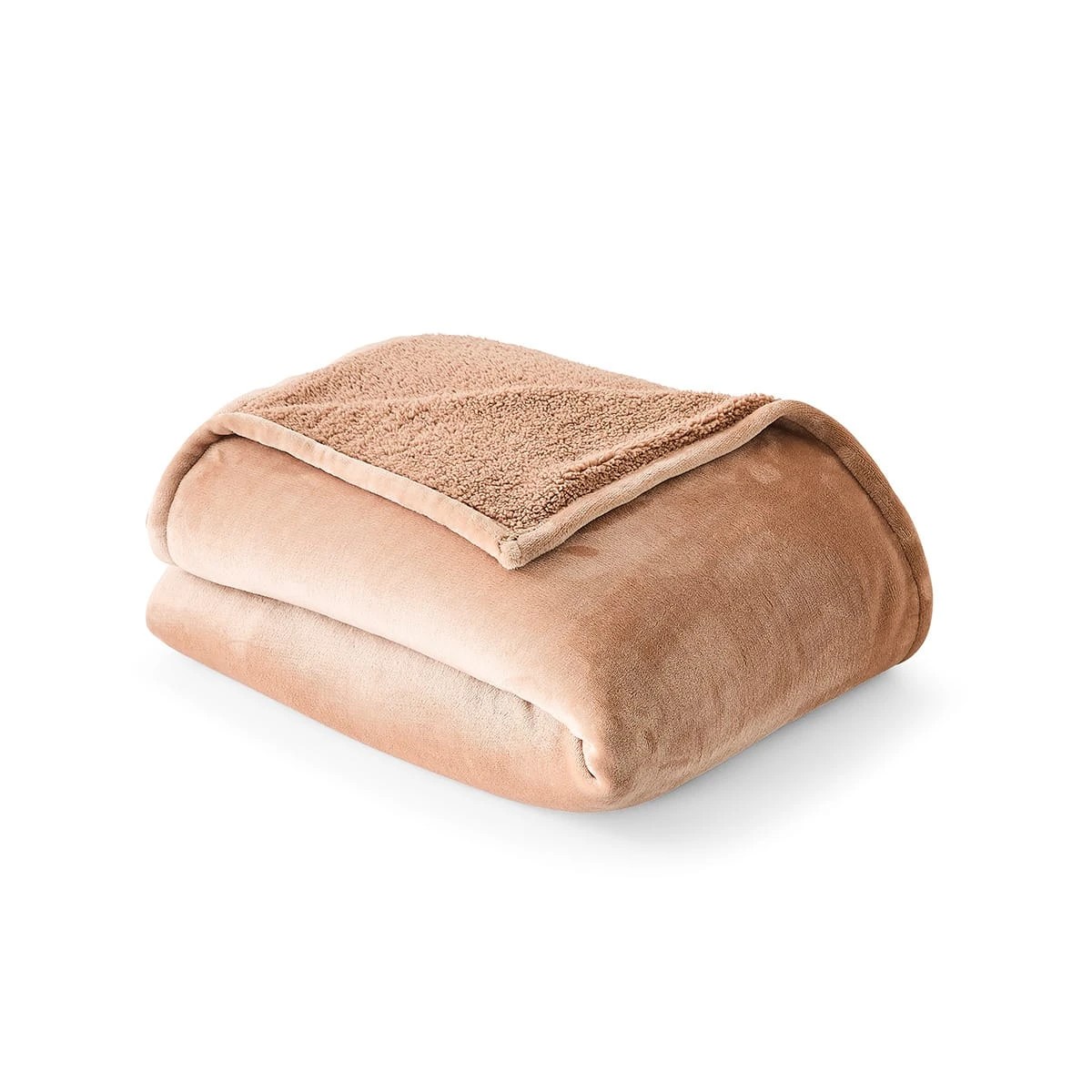 1 Sherpa Reverse Blanket - Double/Queen Bed, Praline, 1 of 7