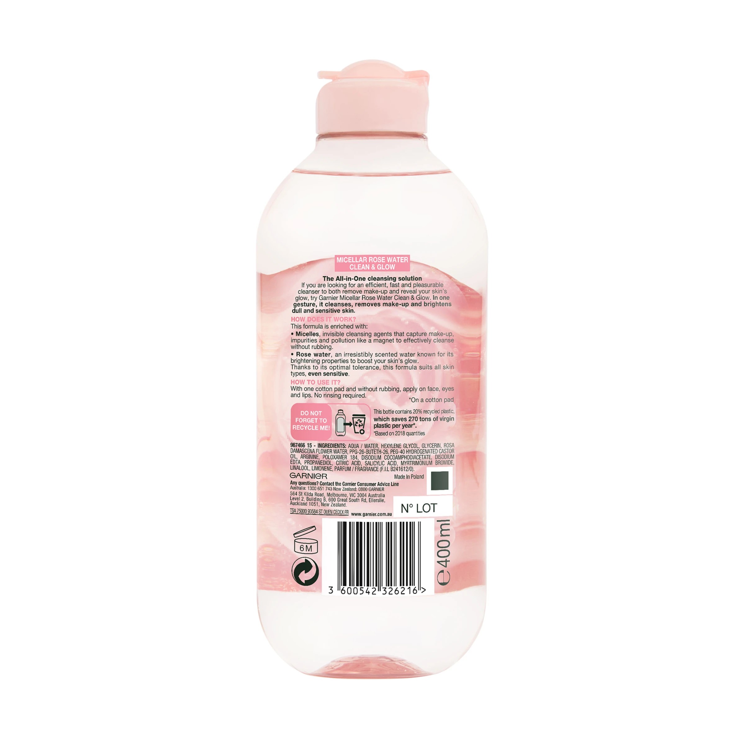 2 Garnier SkinActive Micellar Rose Water 400ml, 2 of 3