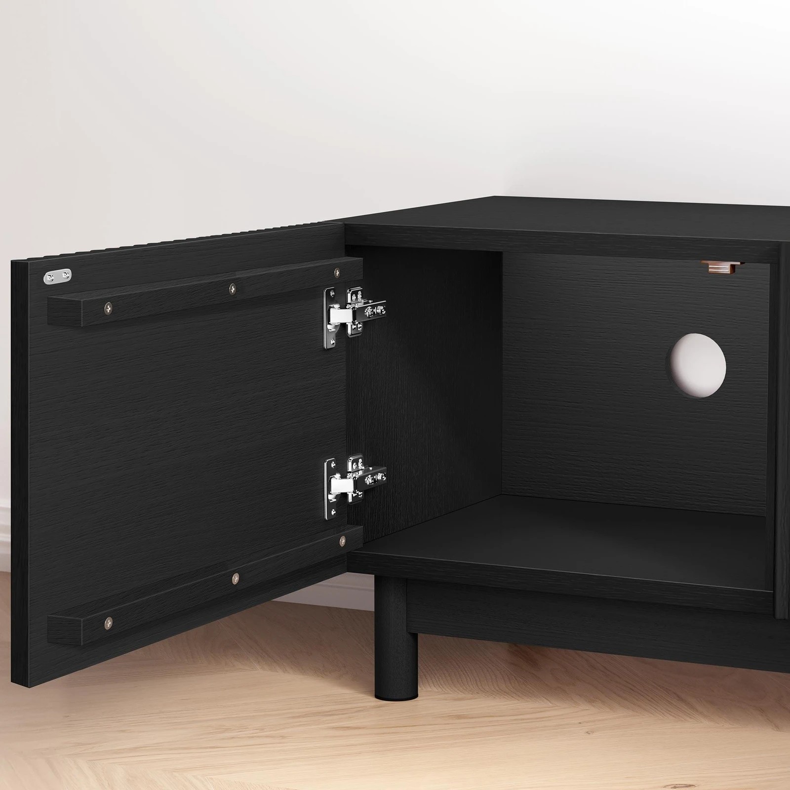 3 Alfordson Entertainment Unit TV Cabinet Stand 180cm Storage Shelves - Black, 3 of 8