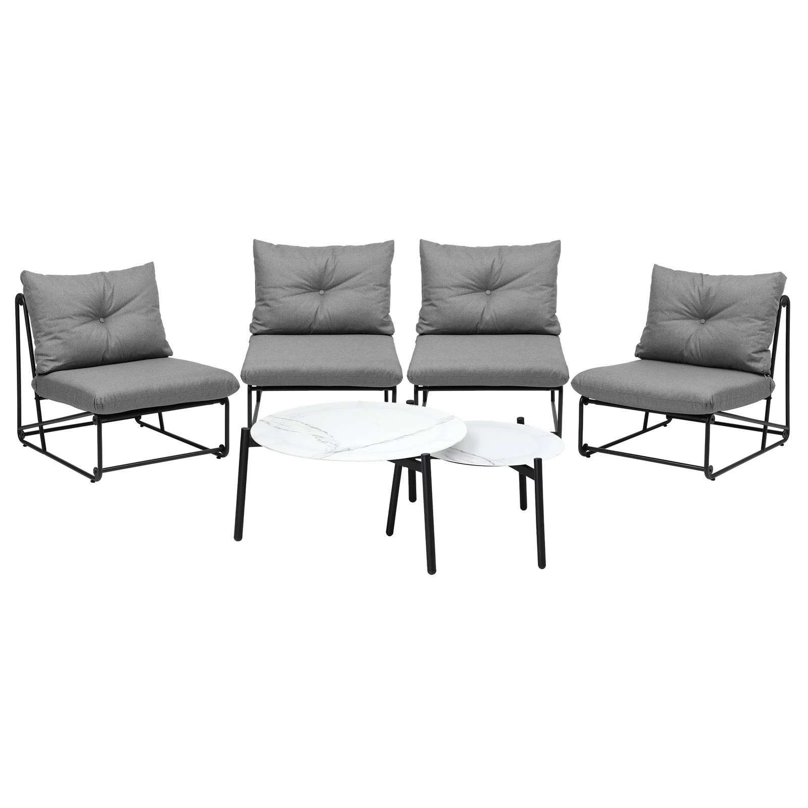 7 Livsip Outdoor Sofa Set 6 PCS Lounge Setting Table Chairs - Grey, 7 of 9