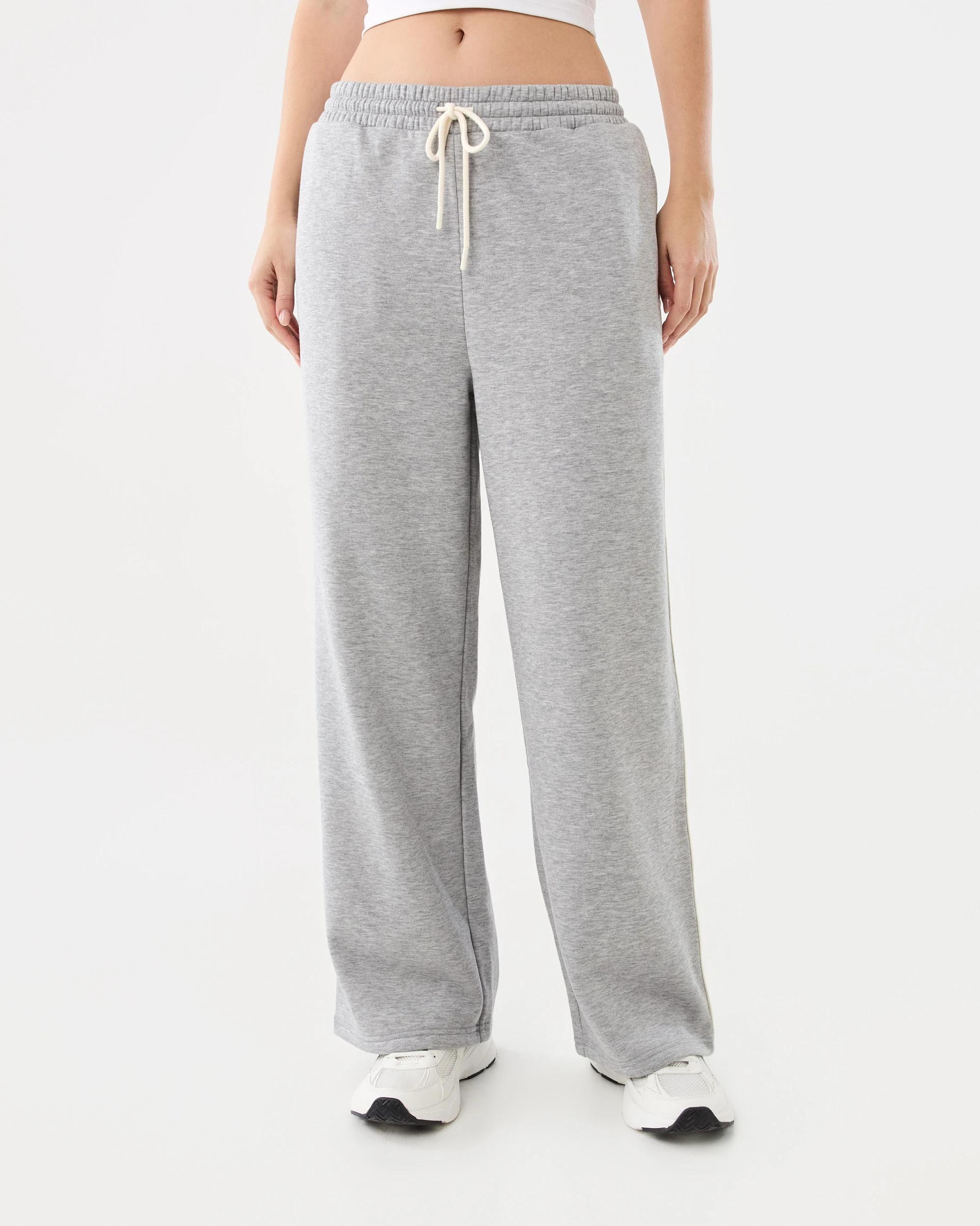 1 Piping Wide Leg Trackpants Grey Marle, 1 of 7