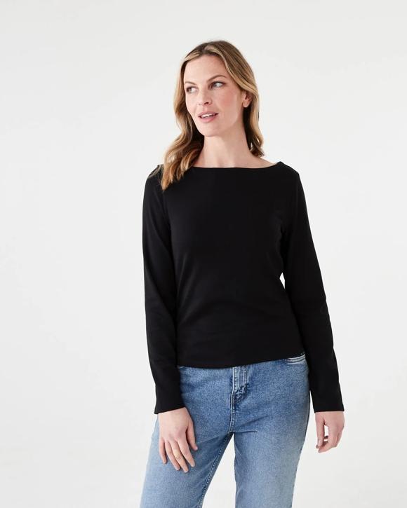 Long Sleeve Modal Boat Neck Top