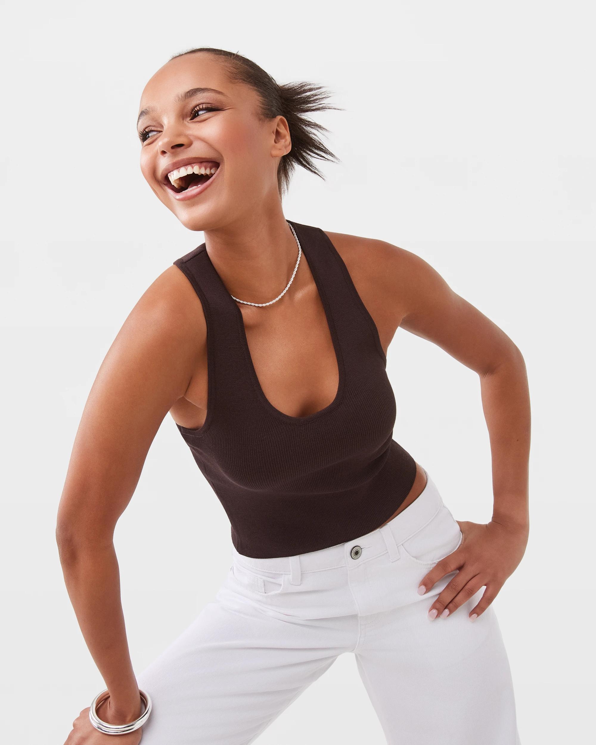 5 True Knit Scoop Racer Back Tank Choc Plum, 5 of 8