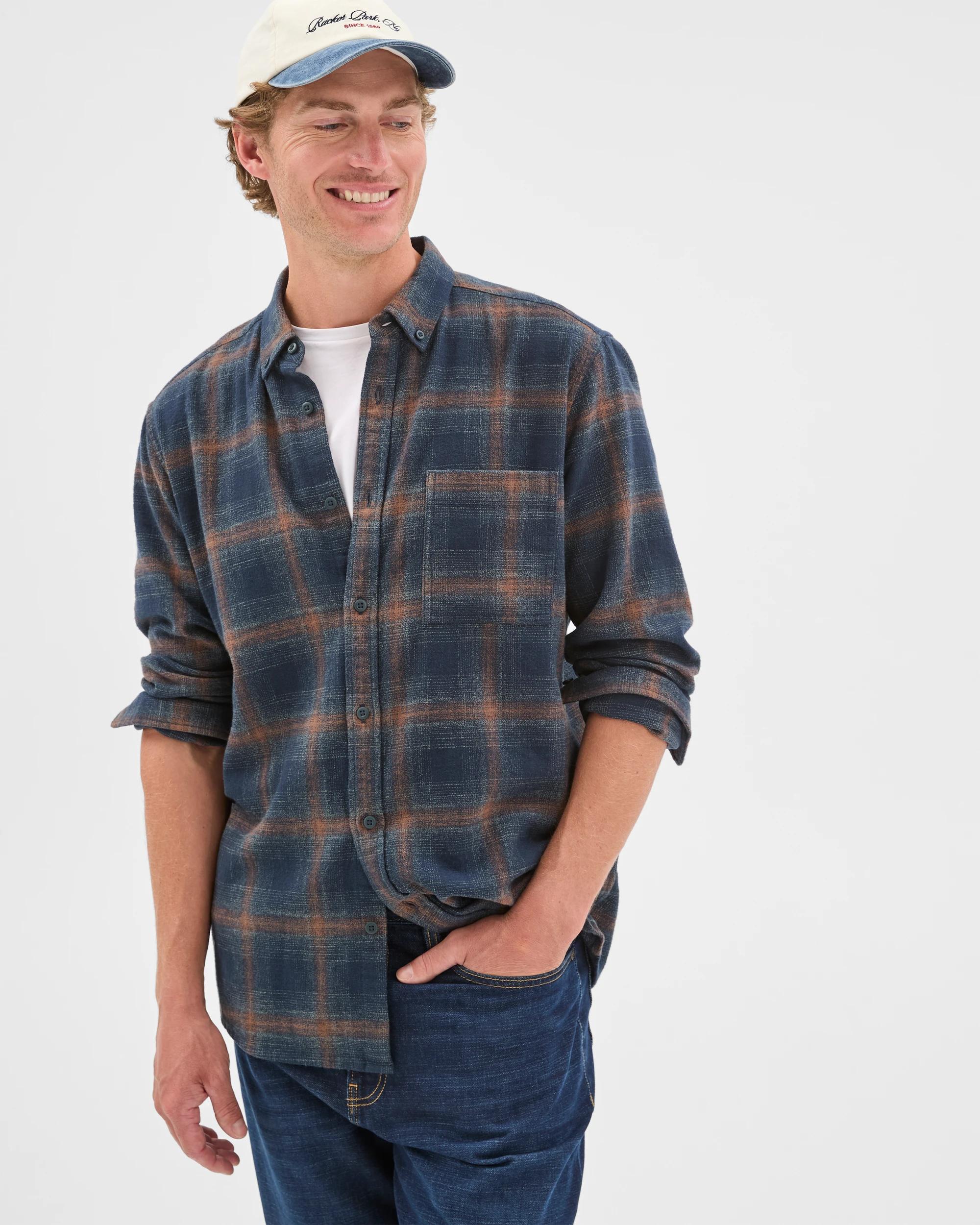 3 Target Man Long Sleeve Brushed Check Shirt NAVY, 3 of 6