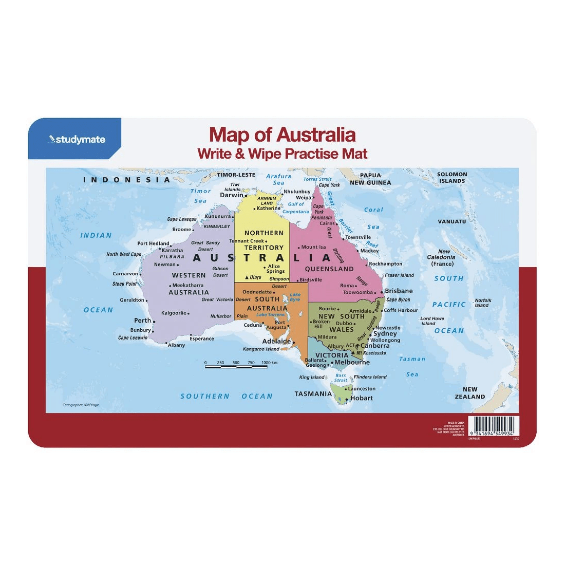 2 Studymate Australian Map Write & Wipe Practise Mat, 2 of 3