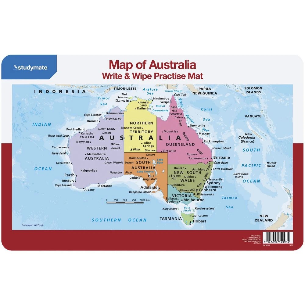 2 Studymate Australian Map Write & Wipe Practise Mat, 2 of 3