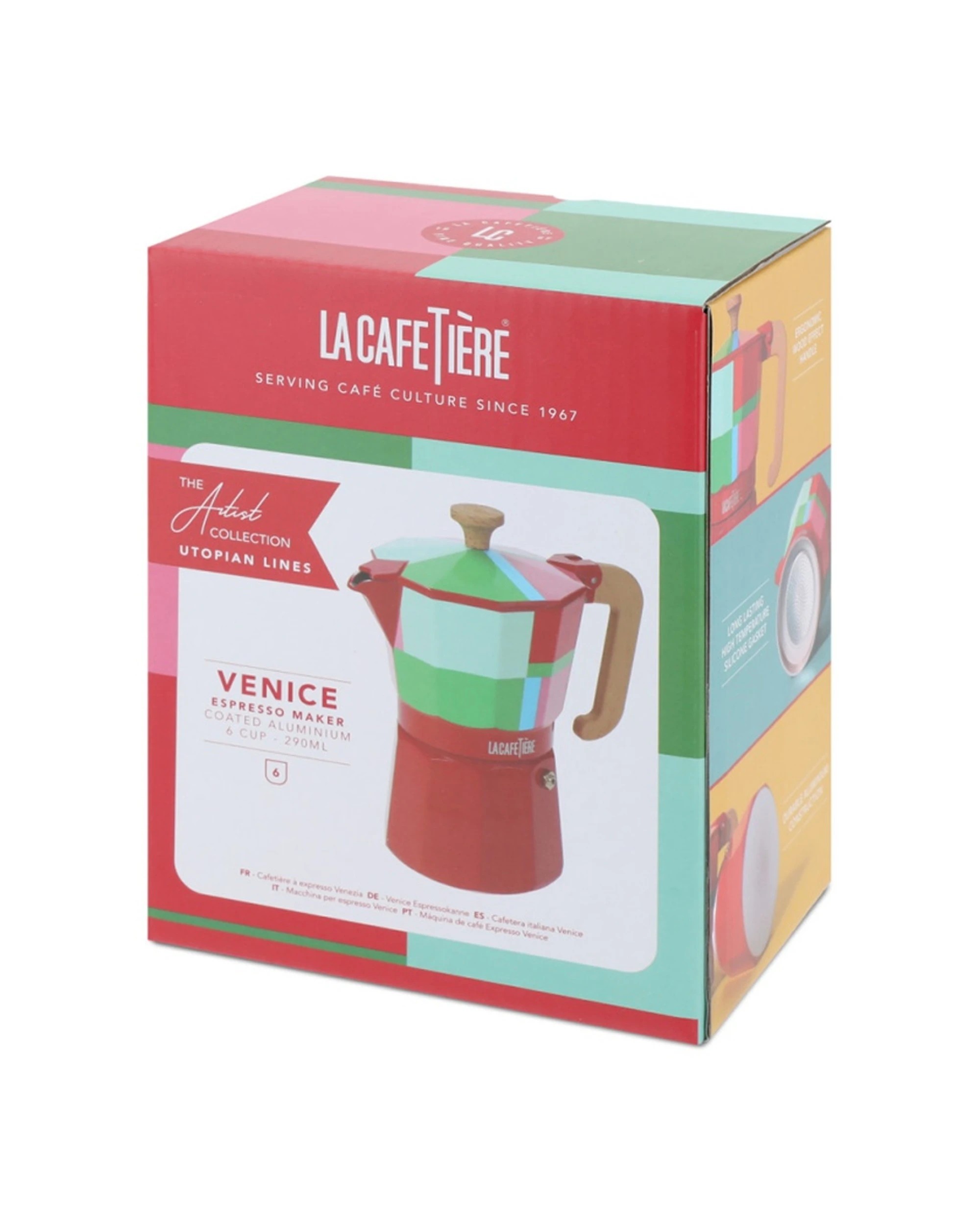 7 La Cafetiere Utopian Lines Venice Stovetop Espresso Coffee Maker 290ml - Multi, 7 of 7