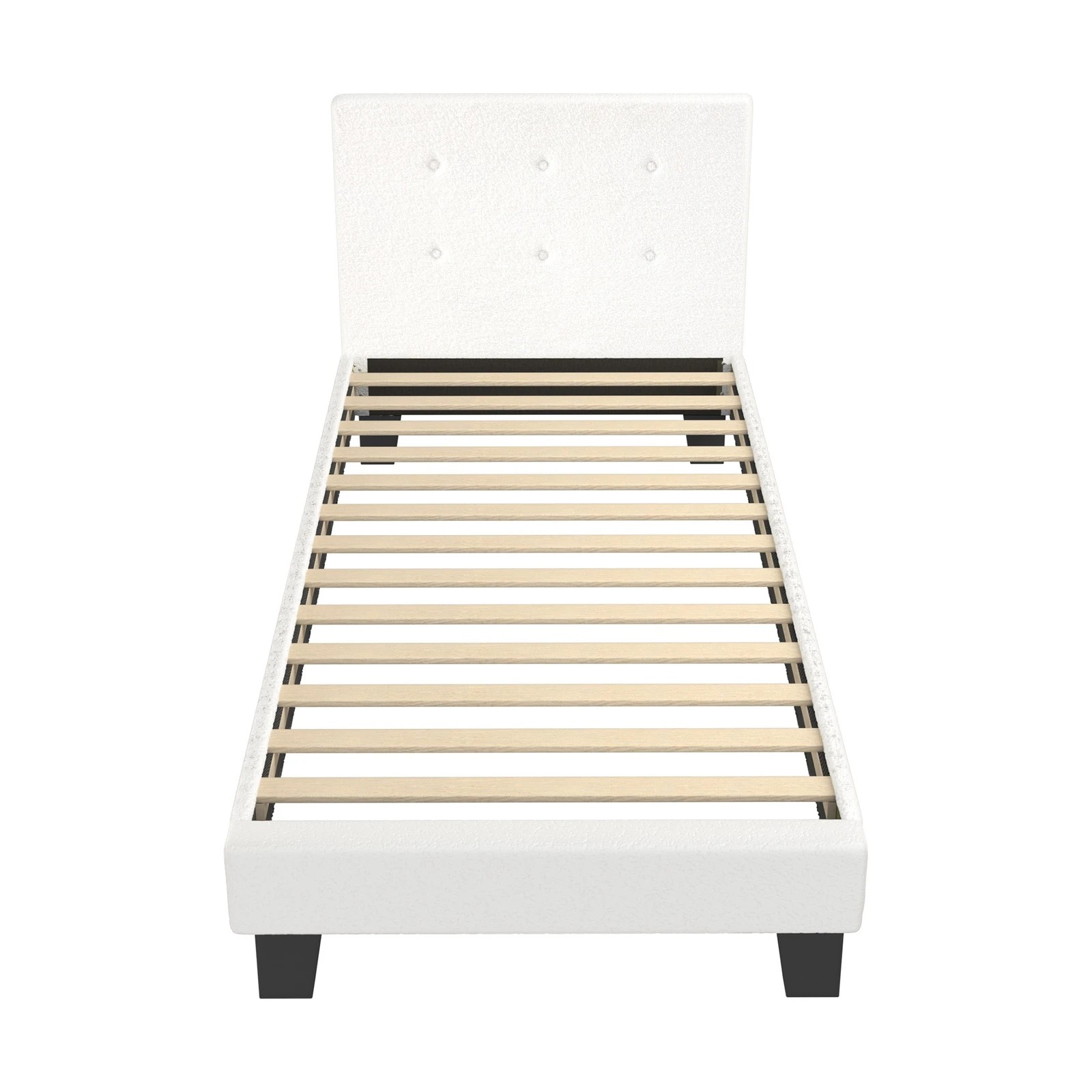7 Oikiture Bed Frame Single Size Bed Platform Boucle - White, 7 of 7