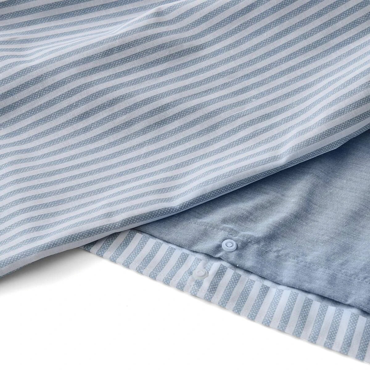 7 Chambray Cotton Rich Reversible Quilt Cover Set - Queen Bed, Blue, 7 of 7