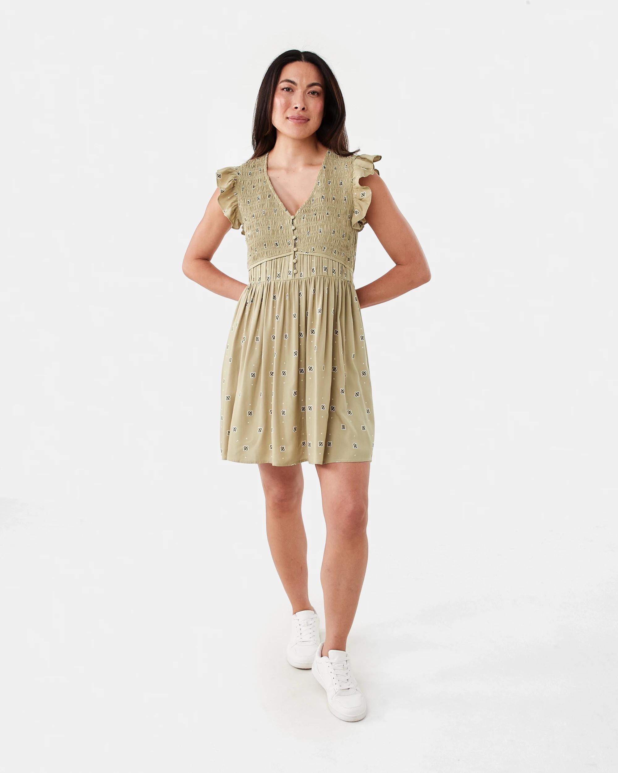 8 Short Frill Sleeve Button Mini Dress Pais Geo, 8 of 8