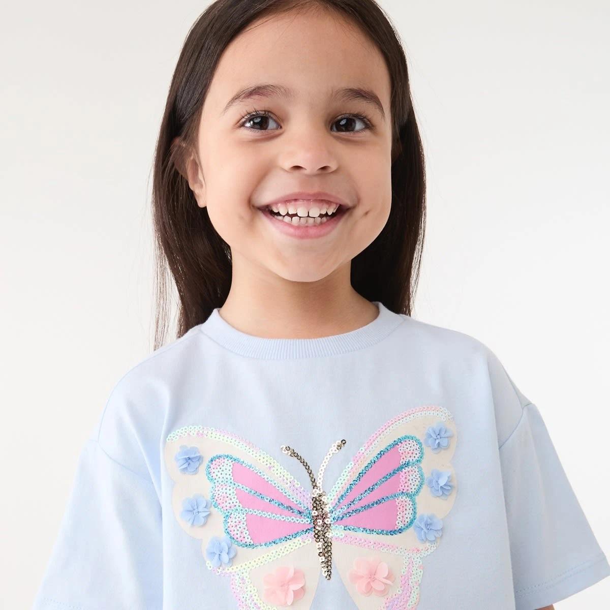 3 Short Sleeve Sequin T-shirt DAZZLING BUTTERFLY ICE MIST, 3 of 6