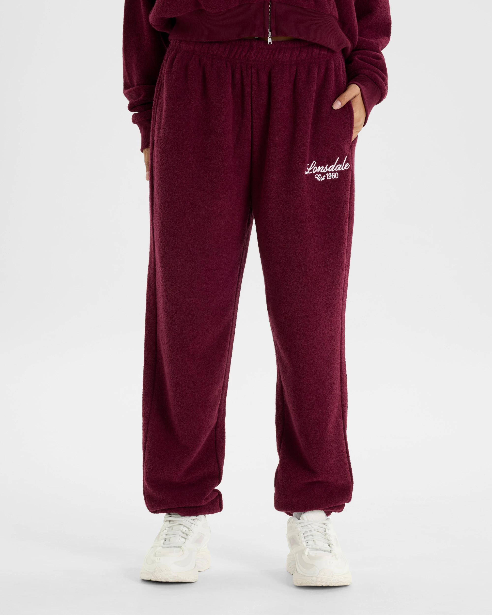 1 Lonsdale London Bouclé Wide Leg Pants DARK BERRY, 1 of 5