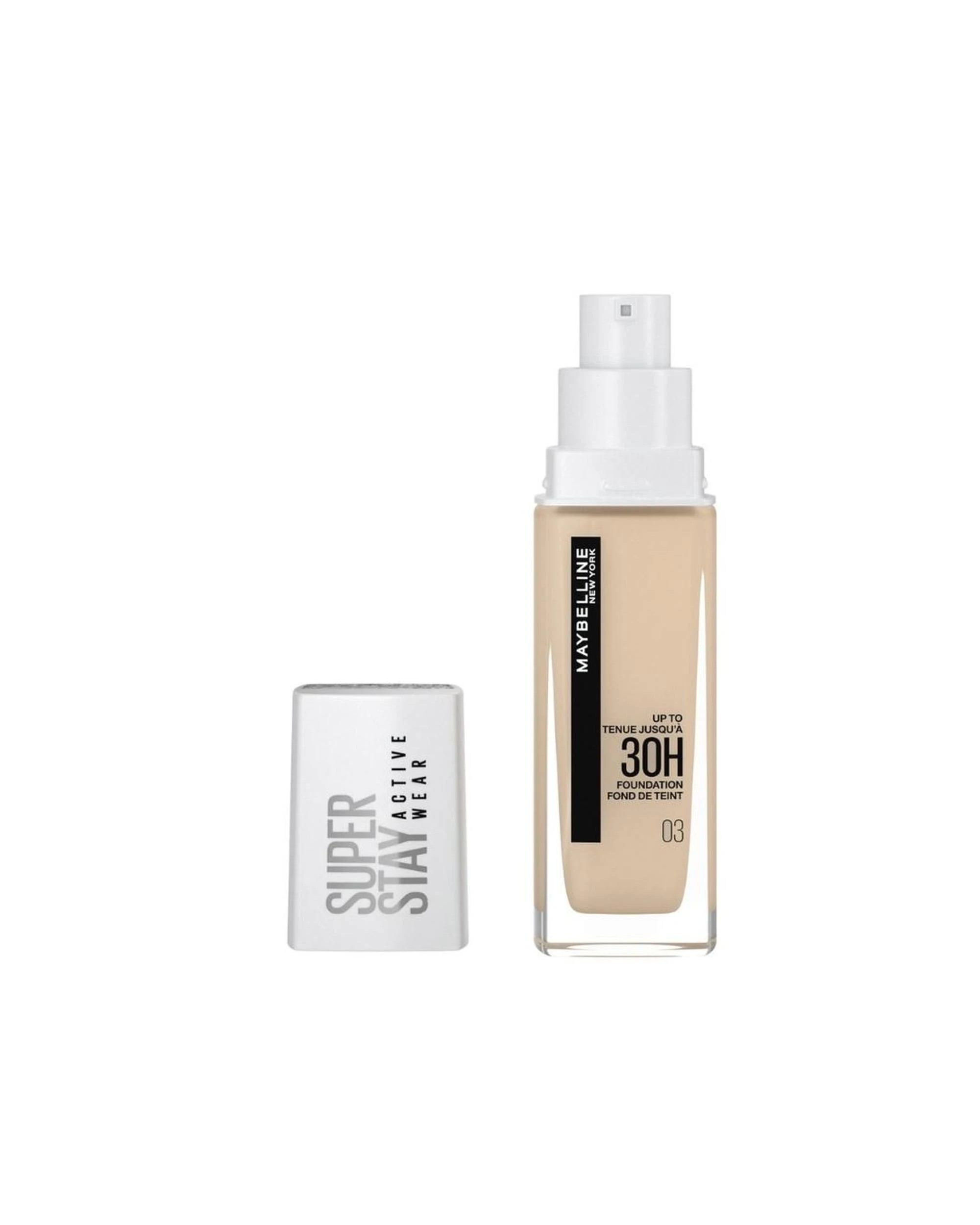 2 Maybelline SuperStay Active Wear 30HR Longwear Foundation 30mL - 03 True Ivory - Beige, 2 of 3