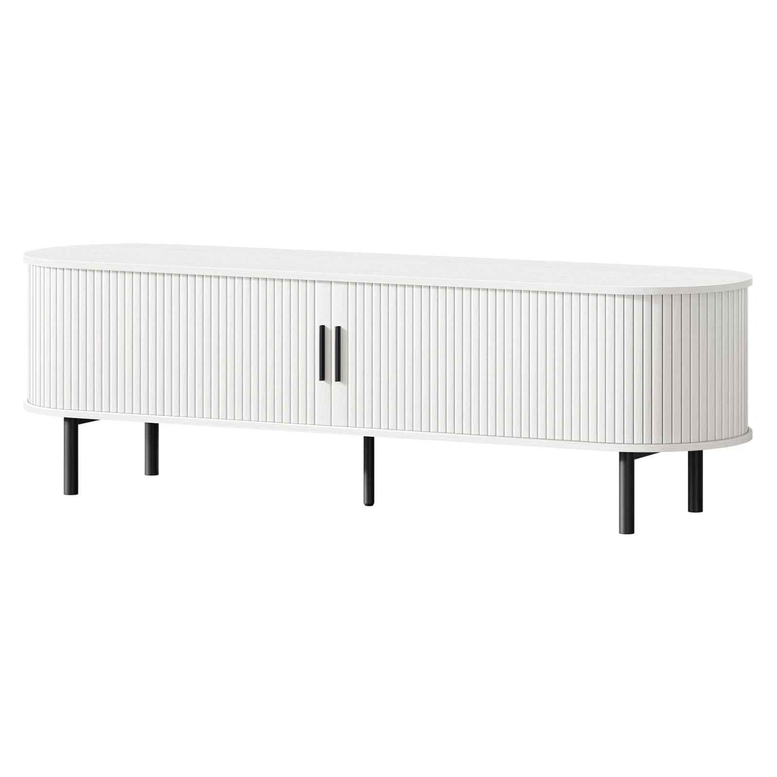 1 Alfordson Entertainment Unit TV Cabinet Stand 160cm Tambour Sliding Doors - White, 1 of 4