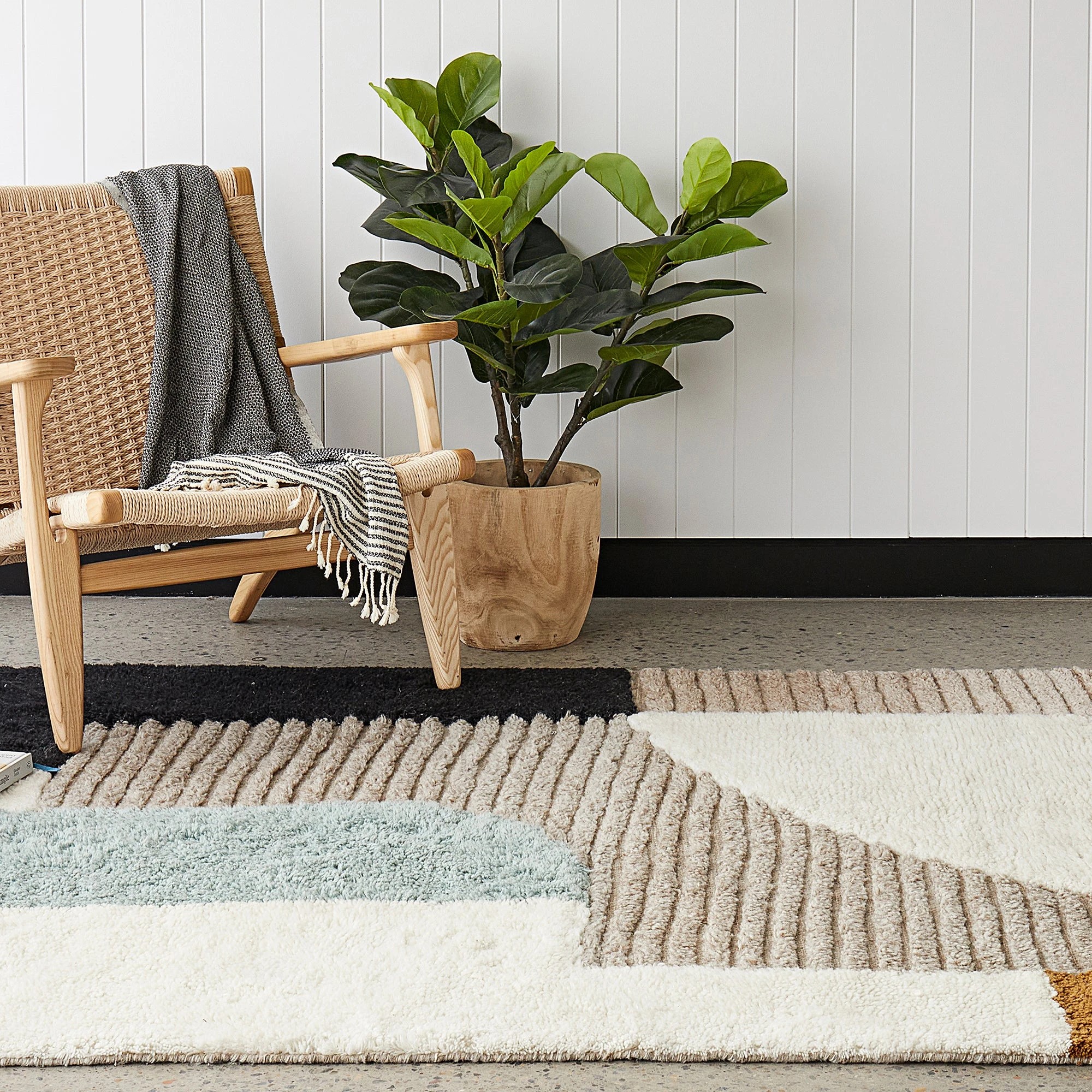 2 Common Ground Rugs Lumina Elroy 290x200cm - Large Wool & Cotton Rug - White, 2 of 6