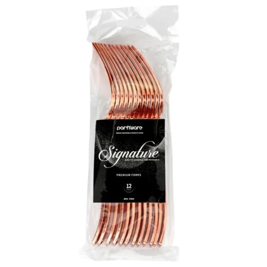 2 Partyware Rose Gold Reusable Plastic Forks (Pack Of 12), 2 of 2