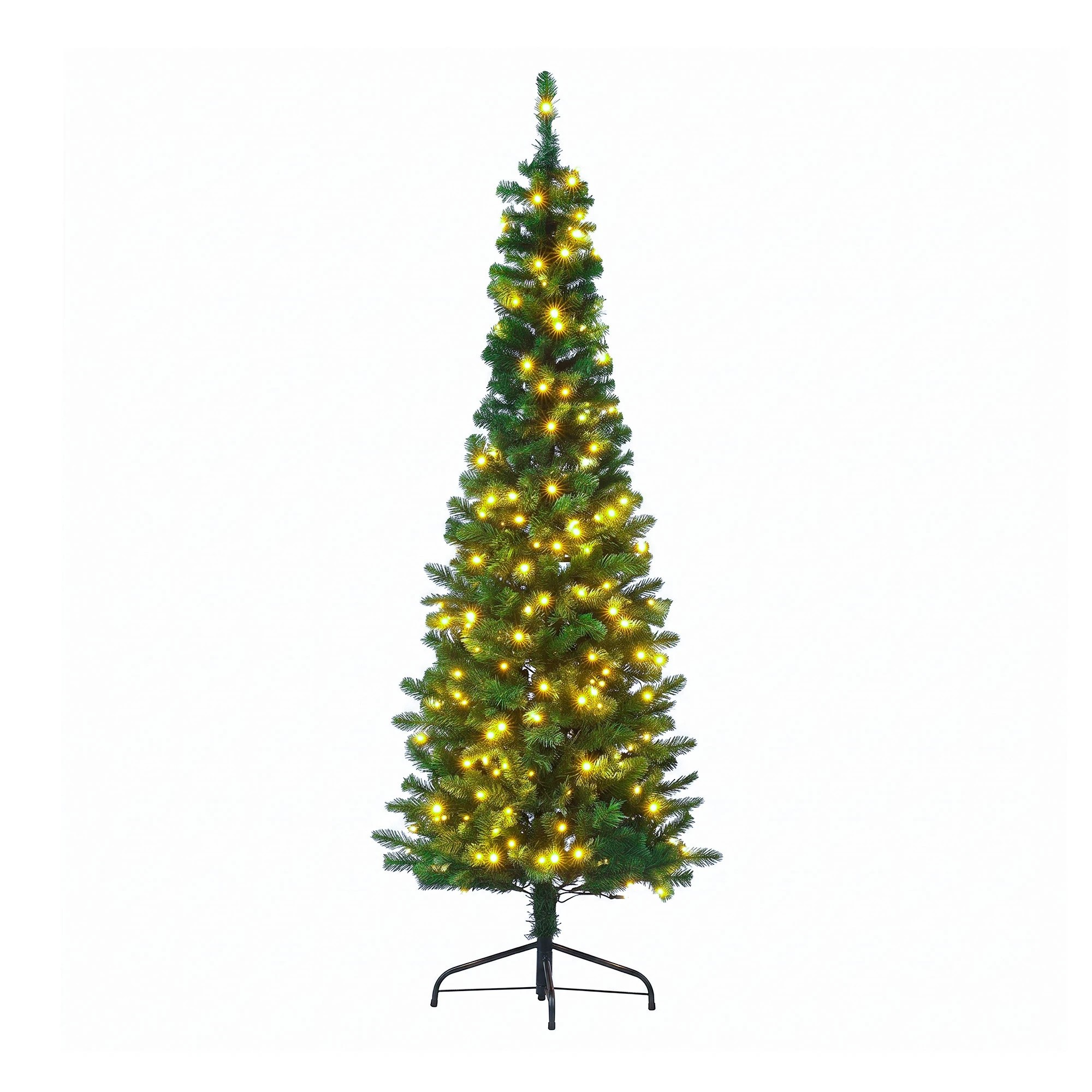1 Jingle Jollys 2.4m Pre-Lit Christmas Tree Slim Pencil Xmas Tree Corner Tree - Green, 1 of 8