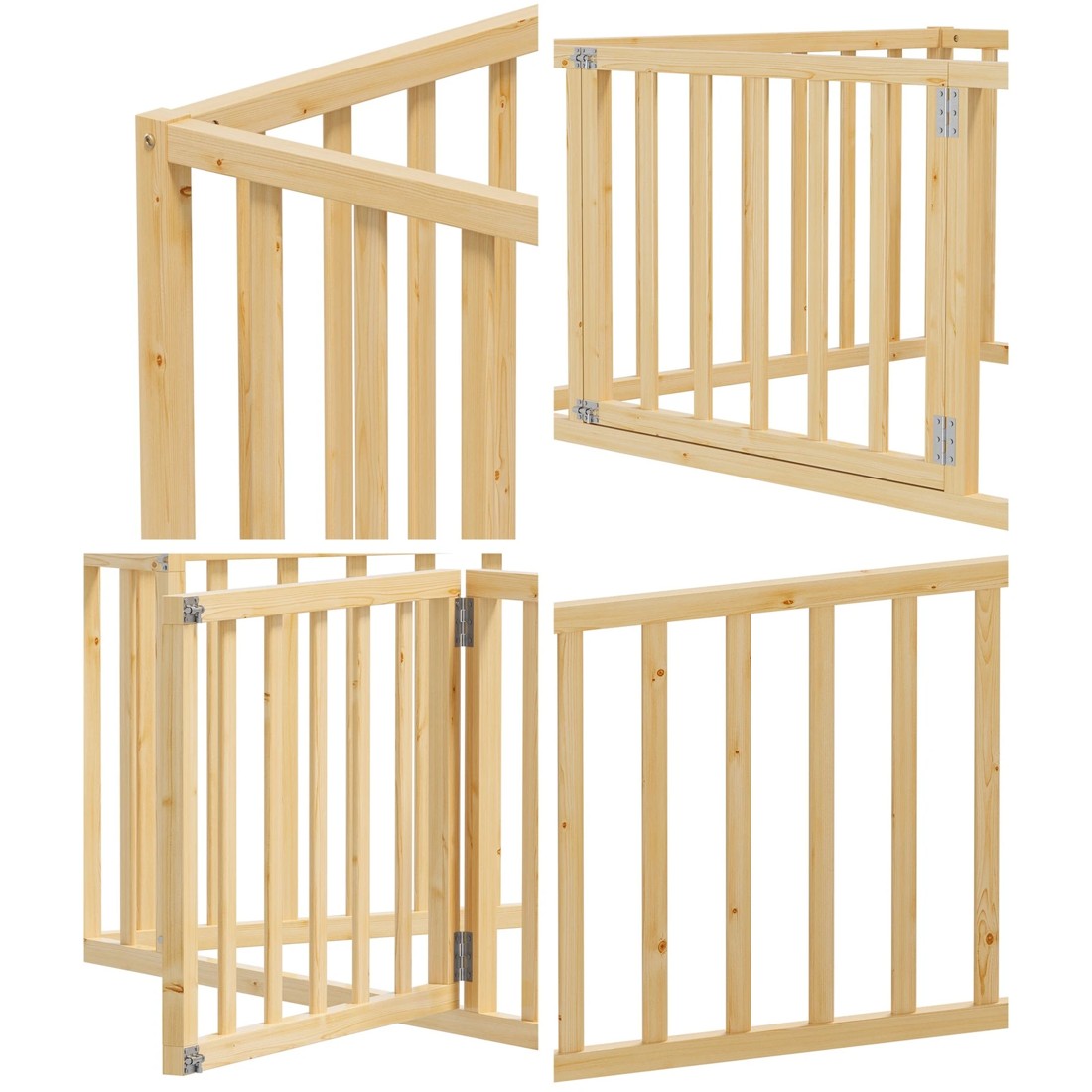 5 Oikiture 2-in-1 Kids Bed Play Centre Fence Gate Single Wood - Natural, 5 of 10
