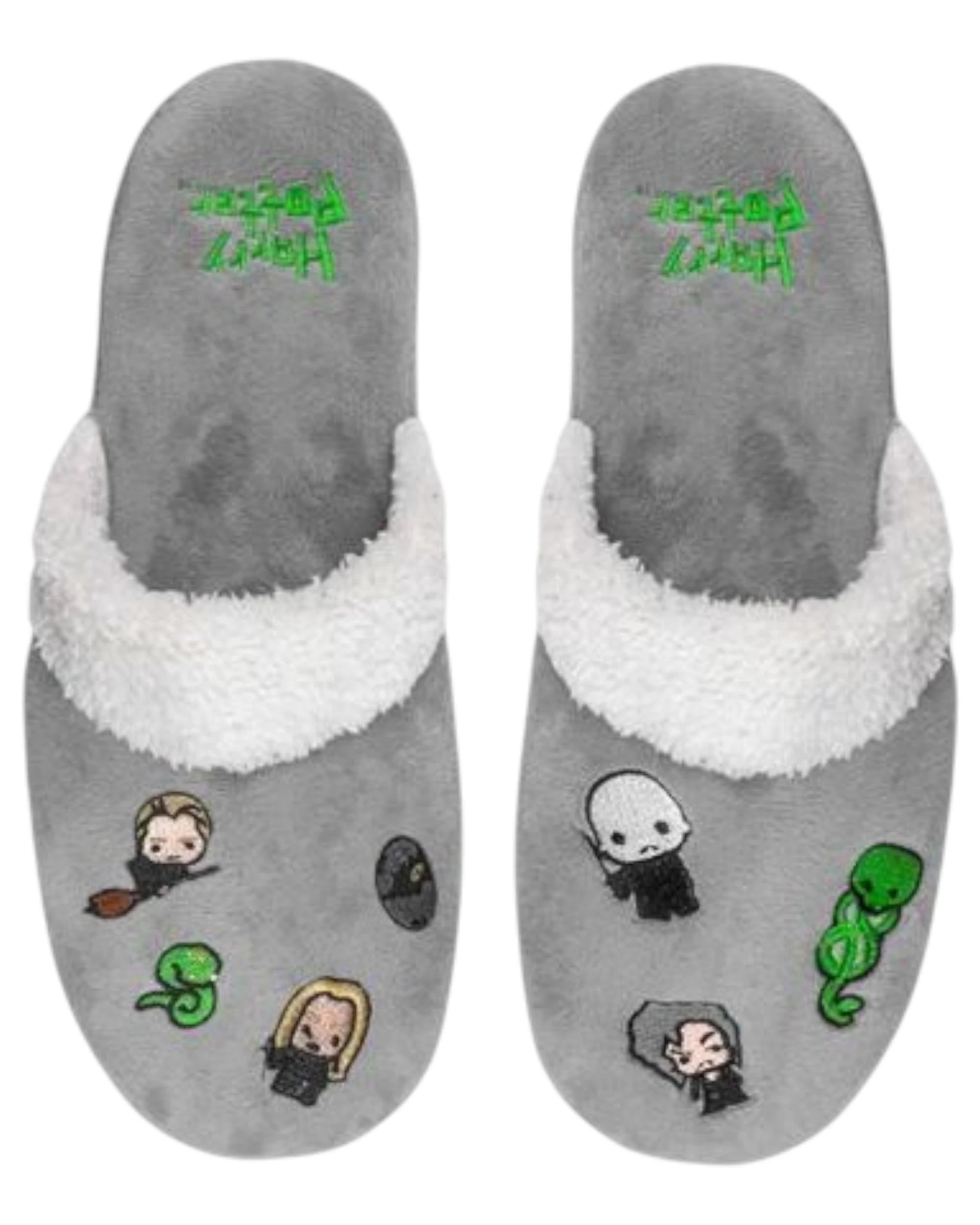 3 Harry Potter 2 Pairs Mens Womens Dark Arts Kawaii Slippers GREY, 3 of 3