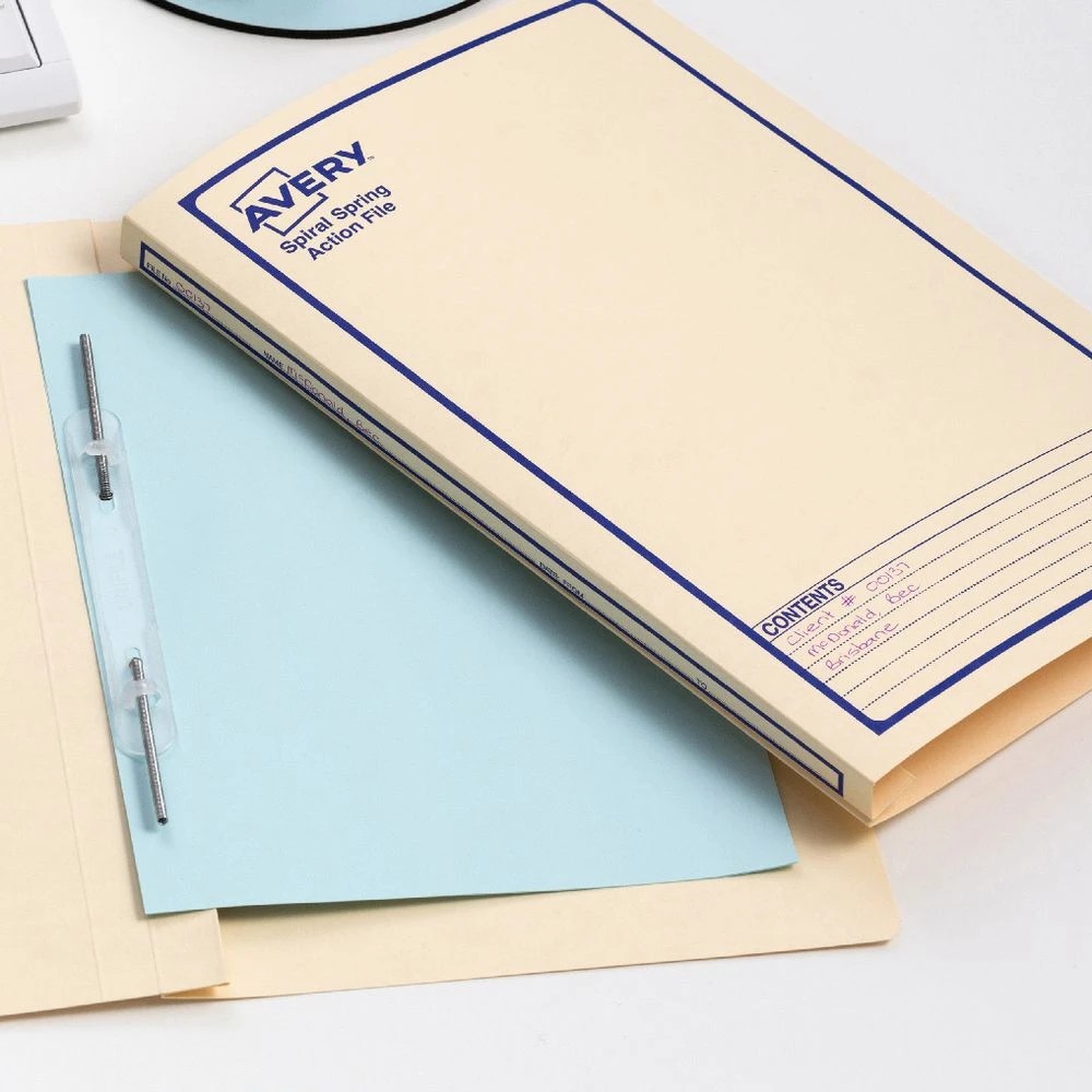 2 Avery Foolscap Spiral Spring File Buff with Blue Print, 2 of 5