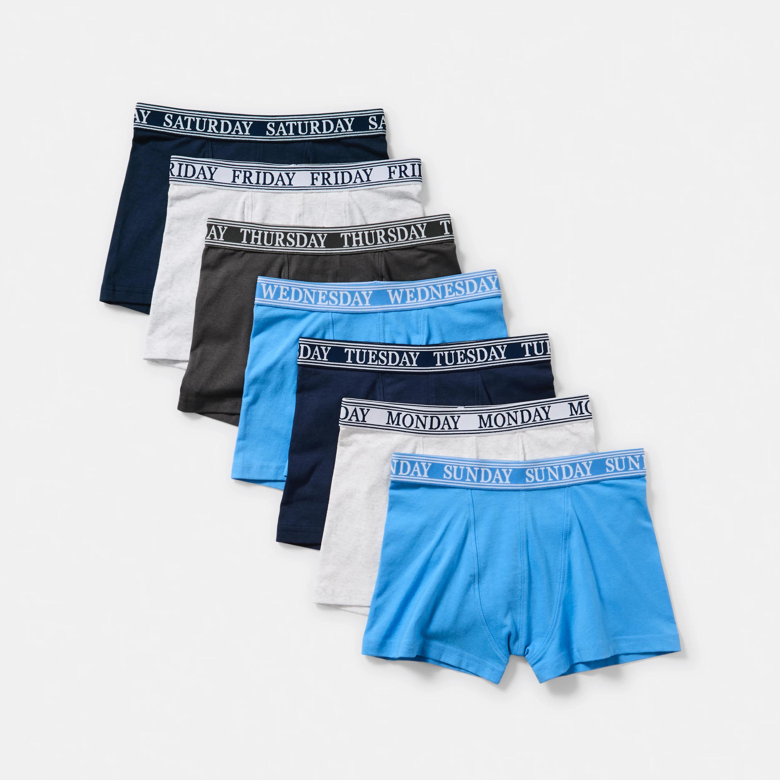 1 7 Pack Attached Elastic Trunks BLUE DAYS OF THE WEEK, 1 of 10