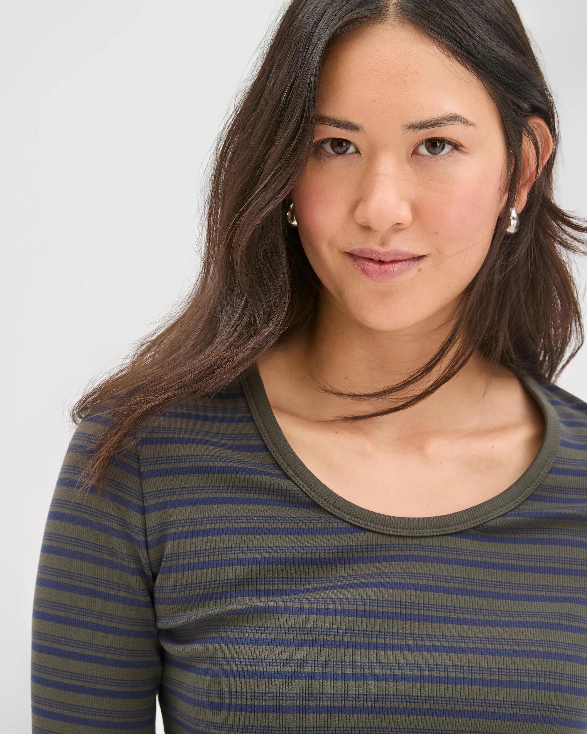 6 Target Woman Australian Cotton Long Sleeve Scoop Neck Rib T-Shirt OREGANO/NAVY BLAZER STRIPE, 6 of 7