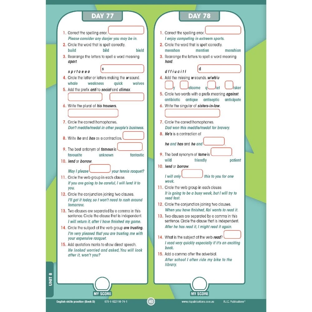 4 R.I.C English Skills Practice Book D, 4 of 5