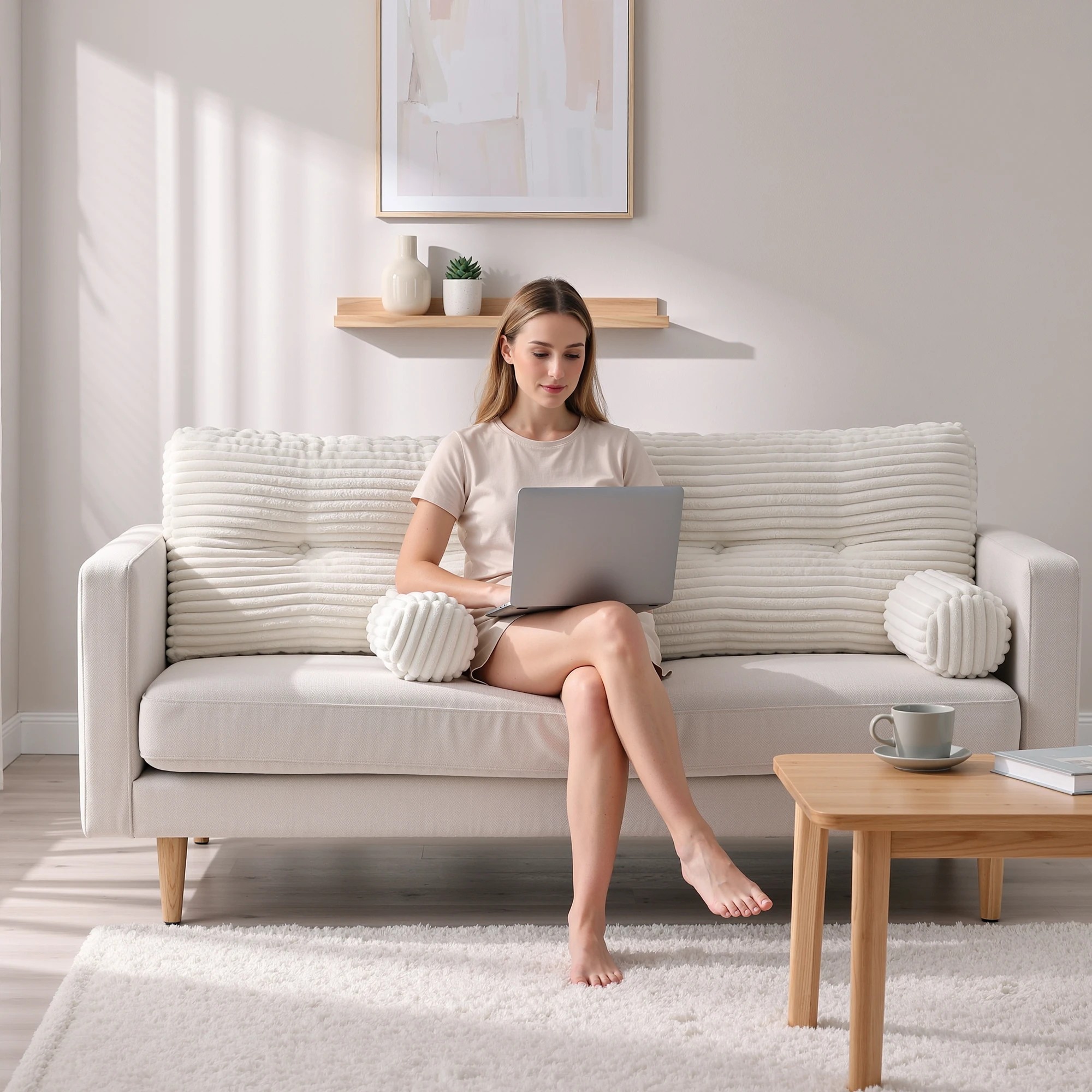 6 Giselle Bedding Sofa Reading Wedge Pillow Headboard Shredded Foam Support - Queen Bed - White, 6 of 9