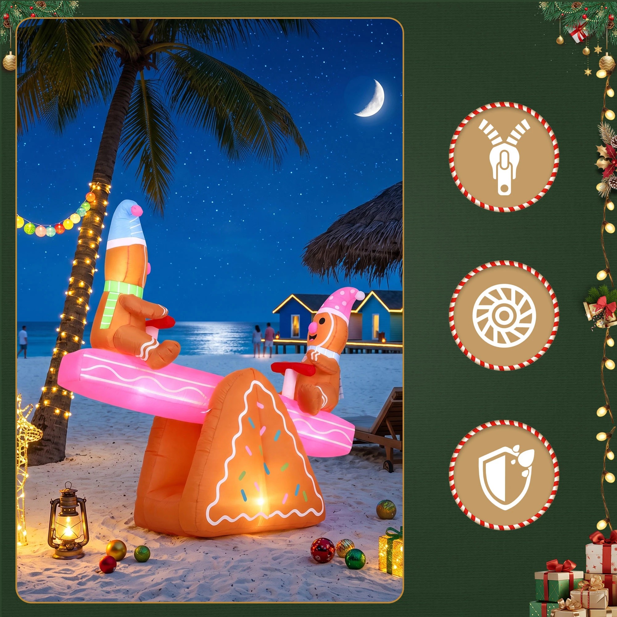 7 Jingle Jollys Christmas Inflatable Seesaw 1.8M Height LED Outdoor Decorations Illuminated - Multi, 7 of 9